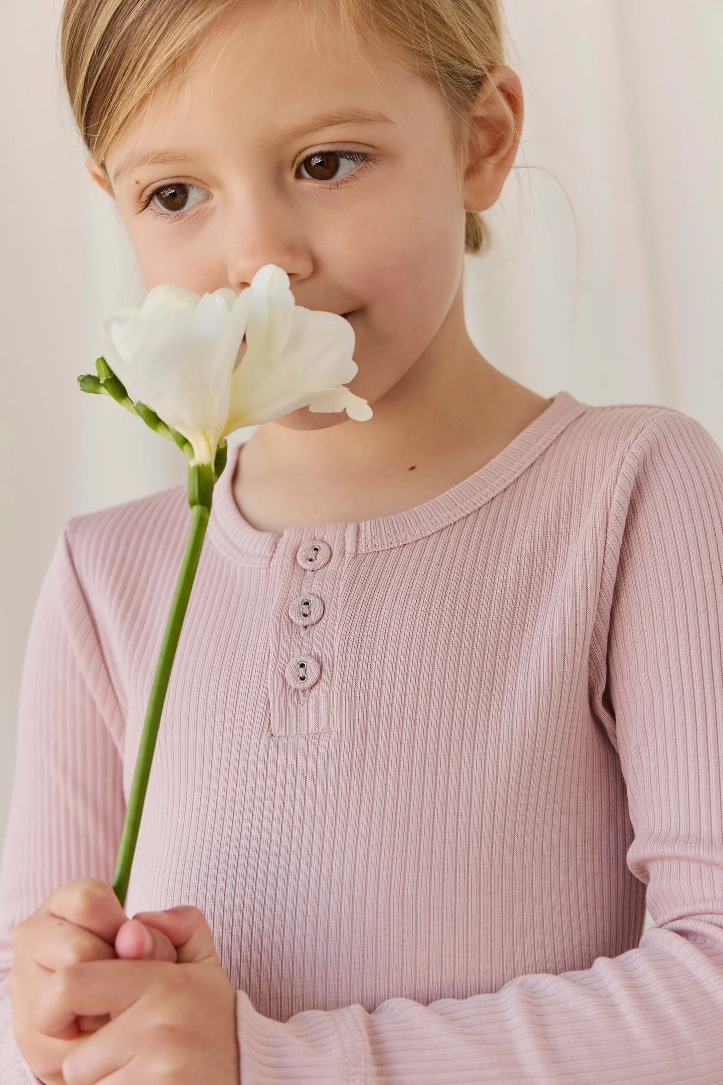 【預購】JAMIE KAY - Organic Cotton Modal Long Sleeve Henley（Rose Smoke）
