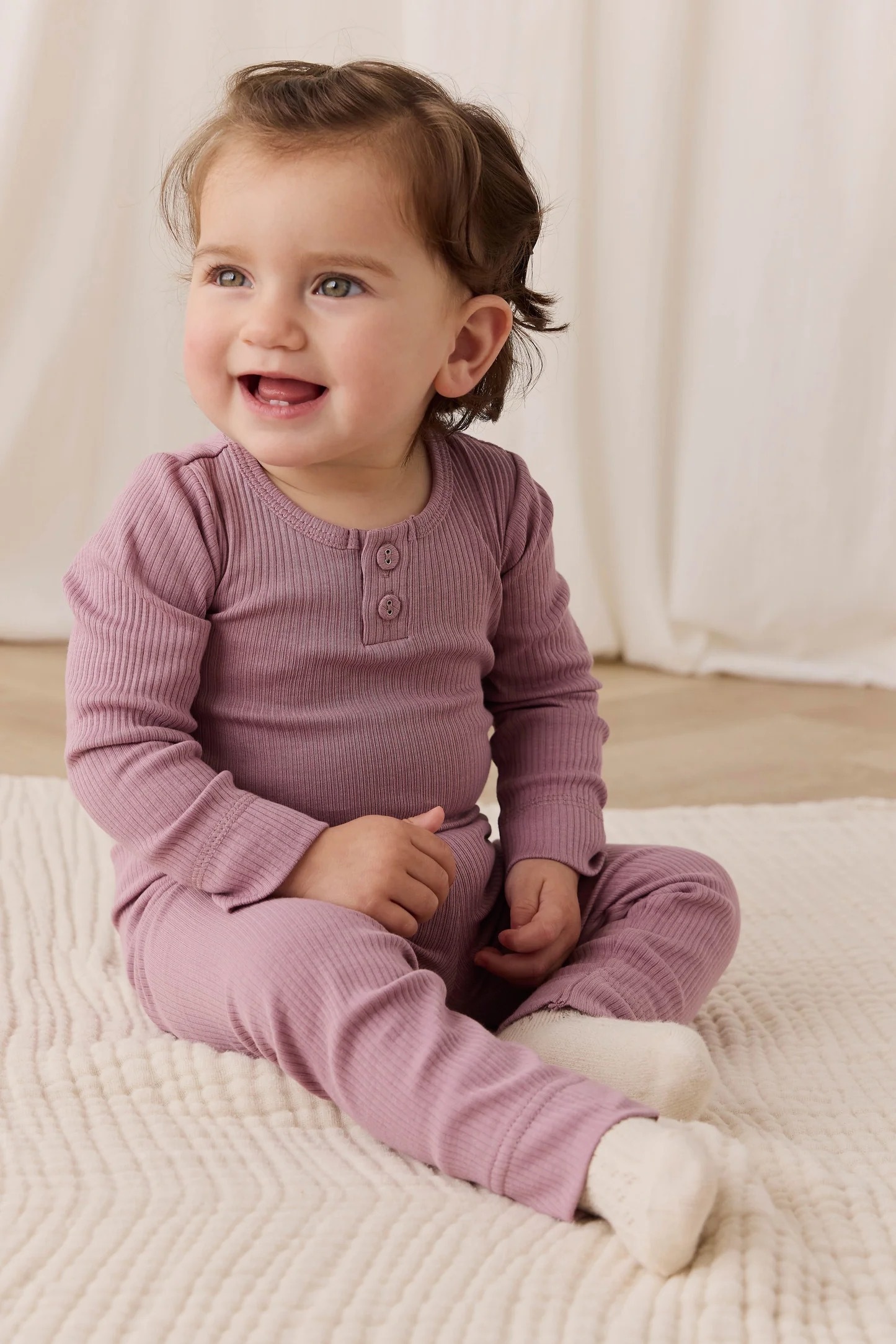 【預購】JAMIE KAY - Organic Cotton Modal Long Sleeve Bodysuit（Woodrose）