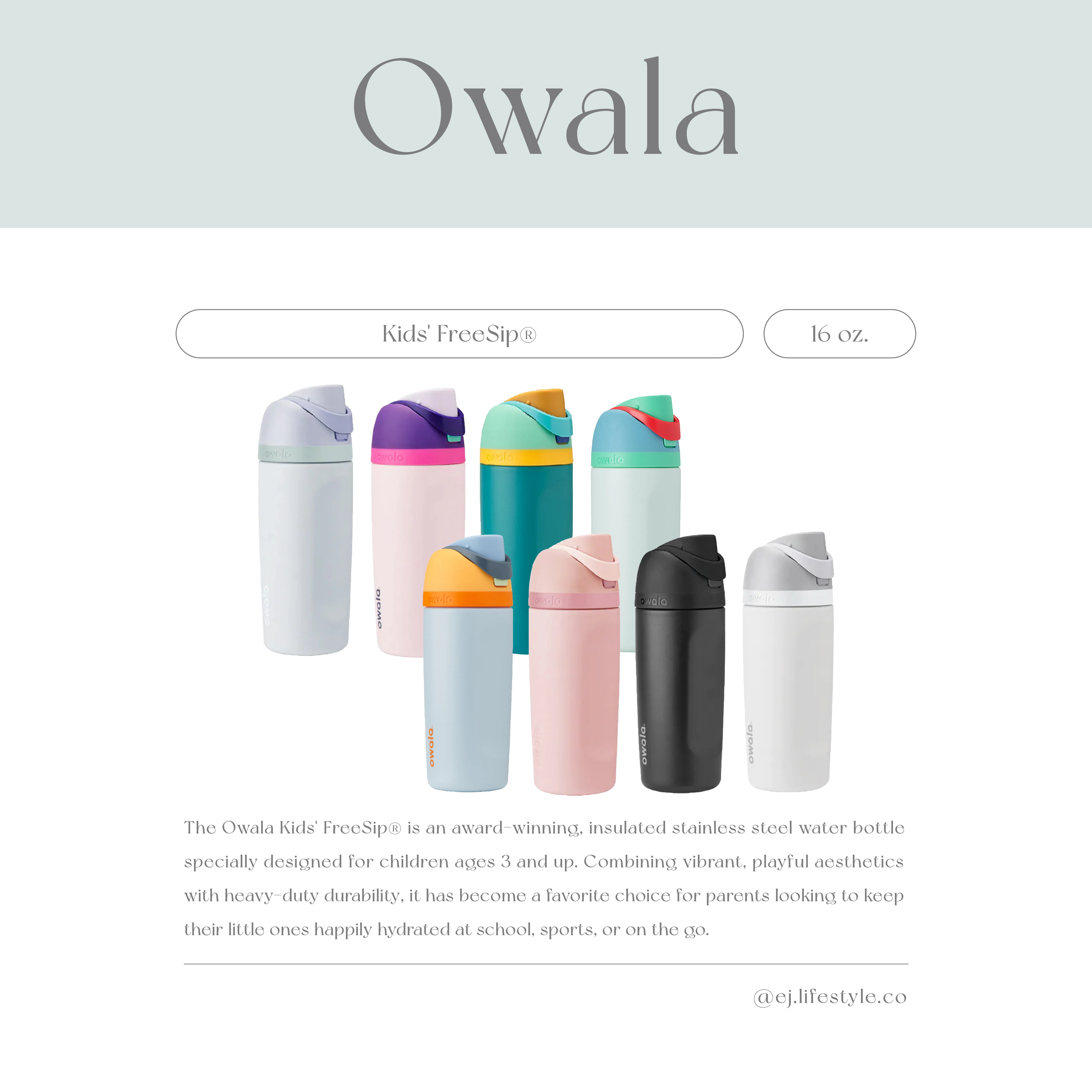 🇺🇸 OWALA Kids' FreeSip® 撞色 不鏽鋼保溫杯 直飲杯 吸管杯 16oz 480ml / 現貨
