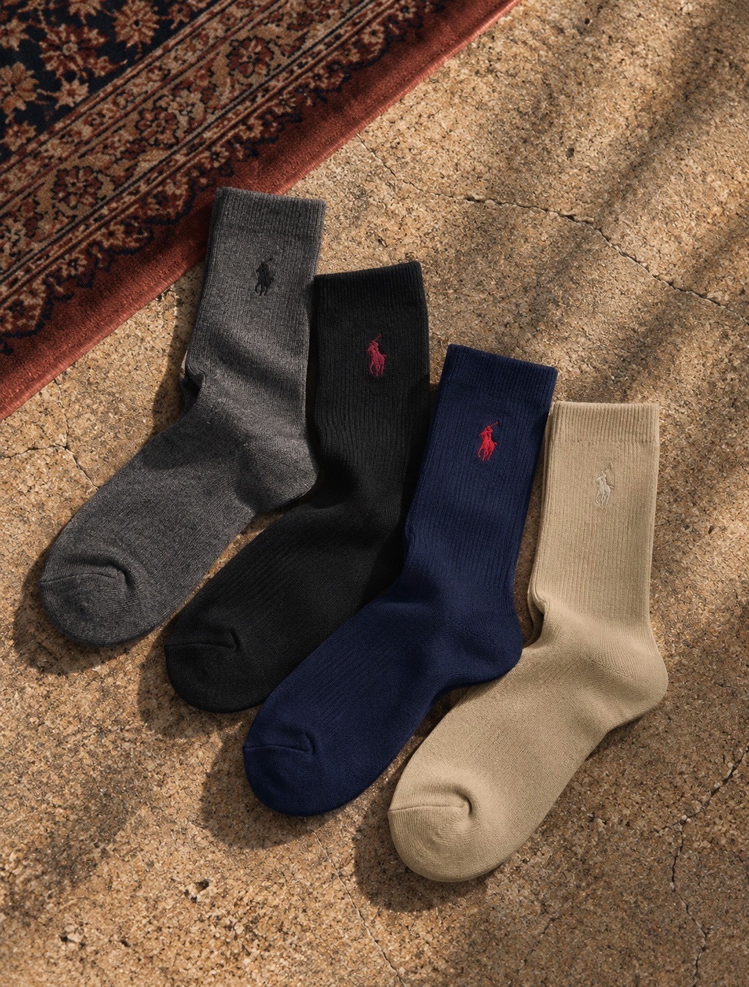Polo Ralph Lauren 經典刺繡棉質中筒童襪 3+1 四入組 |限時收單|