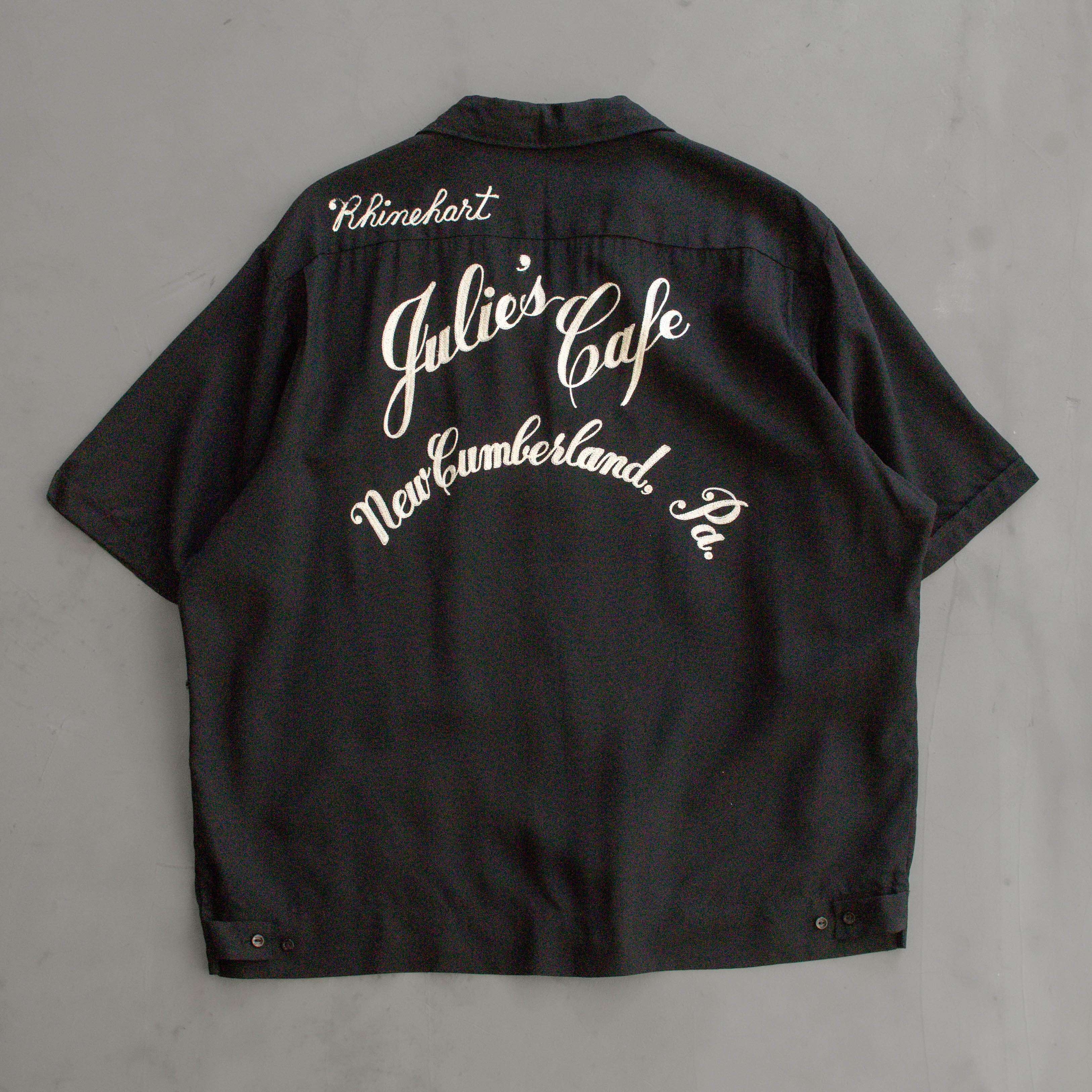 50-60S KING LOUIE RAYON BOWLING SHIRT 美國製 黑色 嫘縈 保齡球襯衫