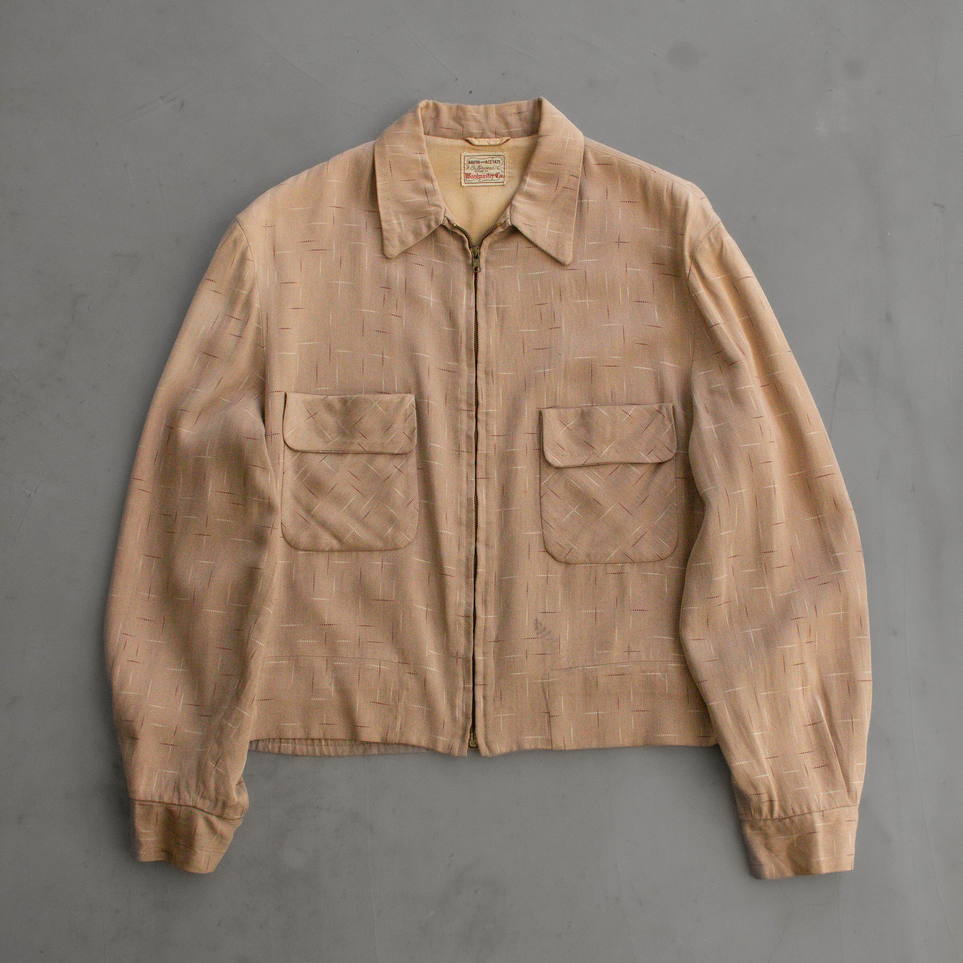 50S VINTAGE FLECK RAYON JACKET 美國製 卡其 嫘縈 斑紋 外套