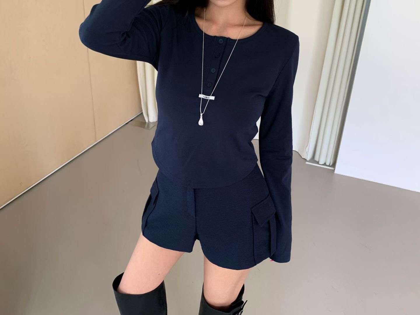側口袋西裝短褲