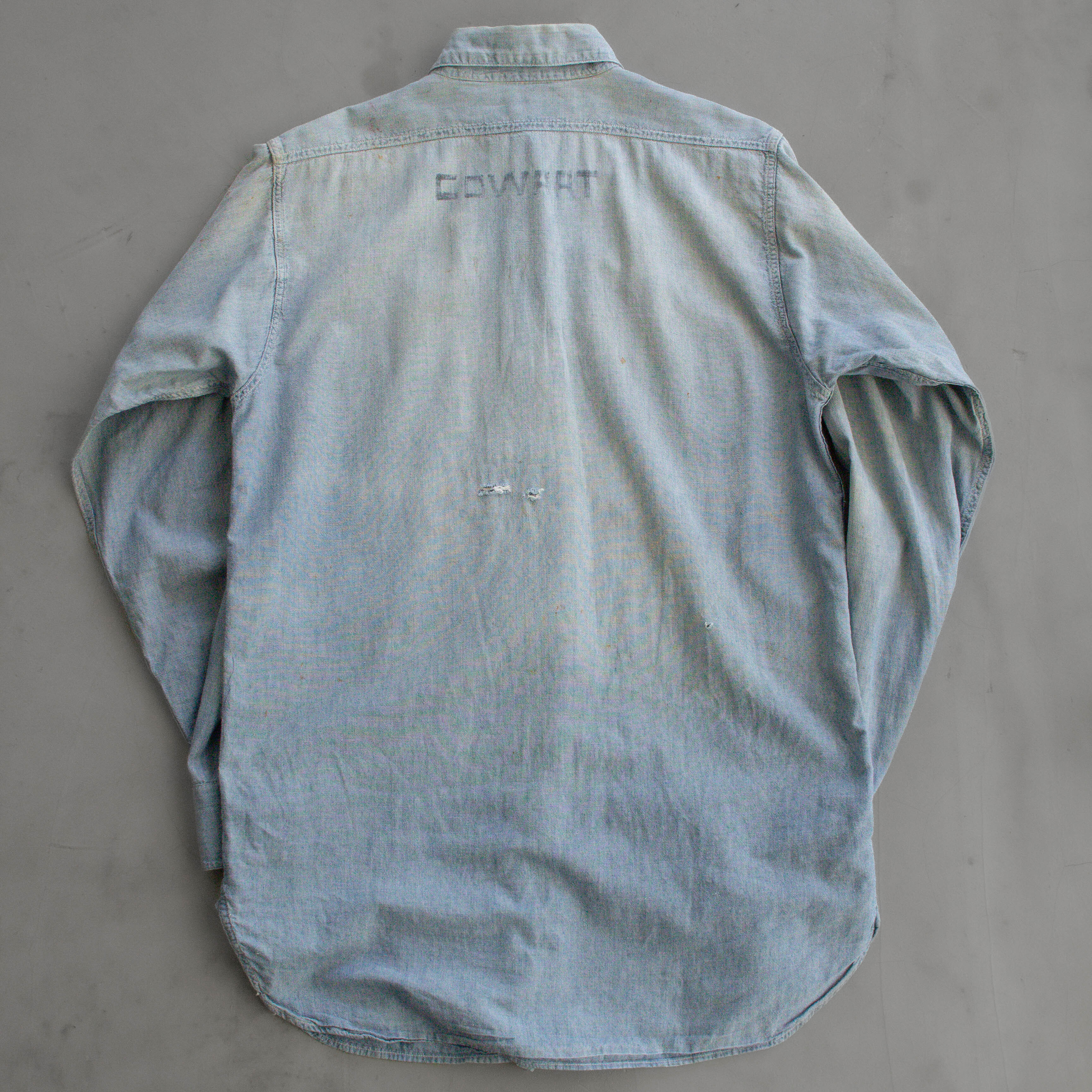 40S US NAVY CHAMBRAY SHIRT 美國 海軍 純棉 淺藍 青年布 長袖 襯衫