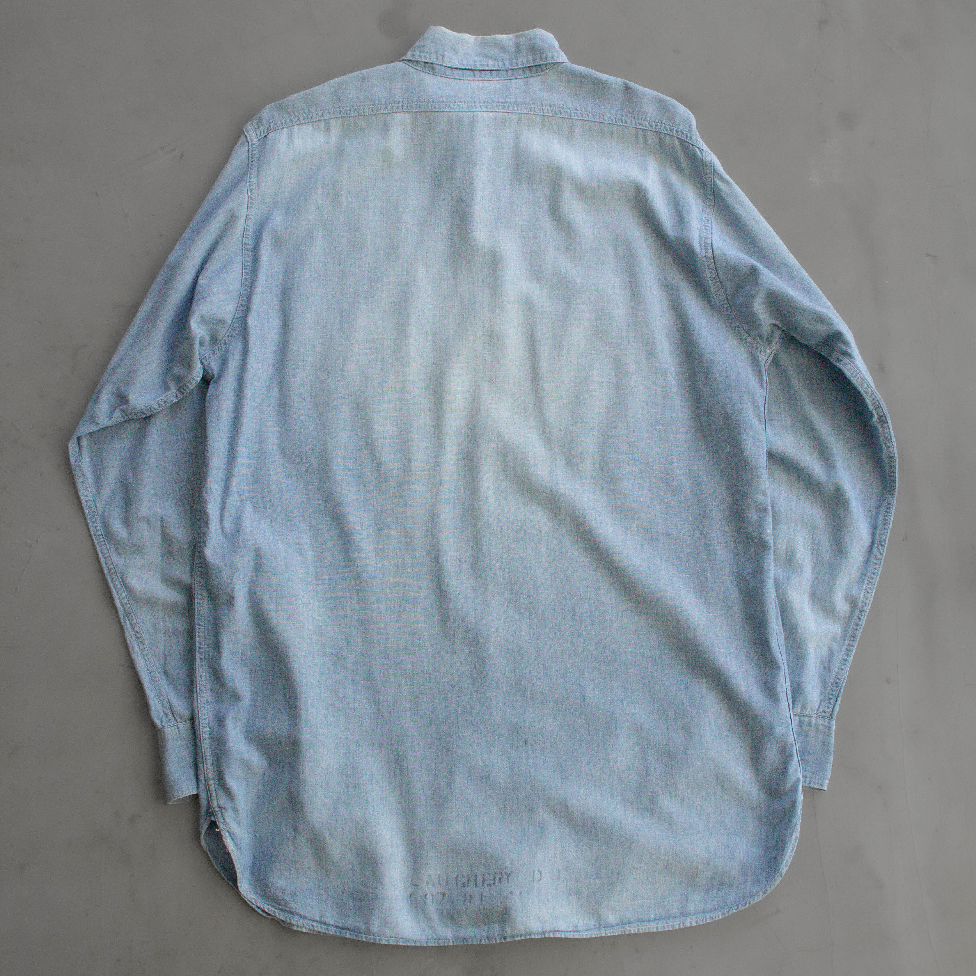 50S US NAVY CHAMBRAY SHIRT 美國 海軍 純棉 淺藍 青年布 長袖 襯衫