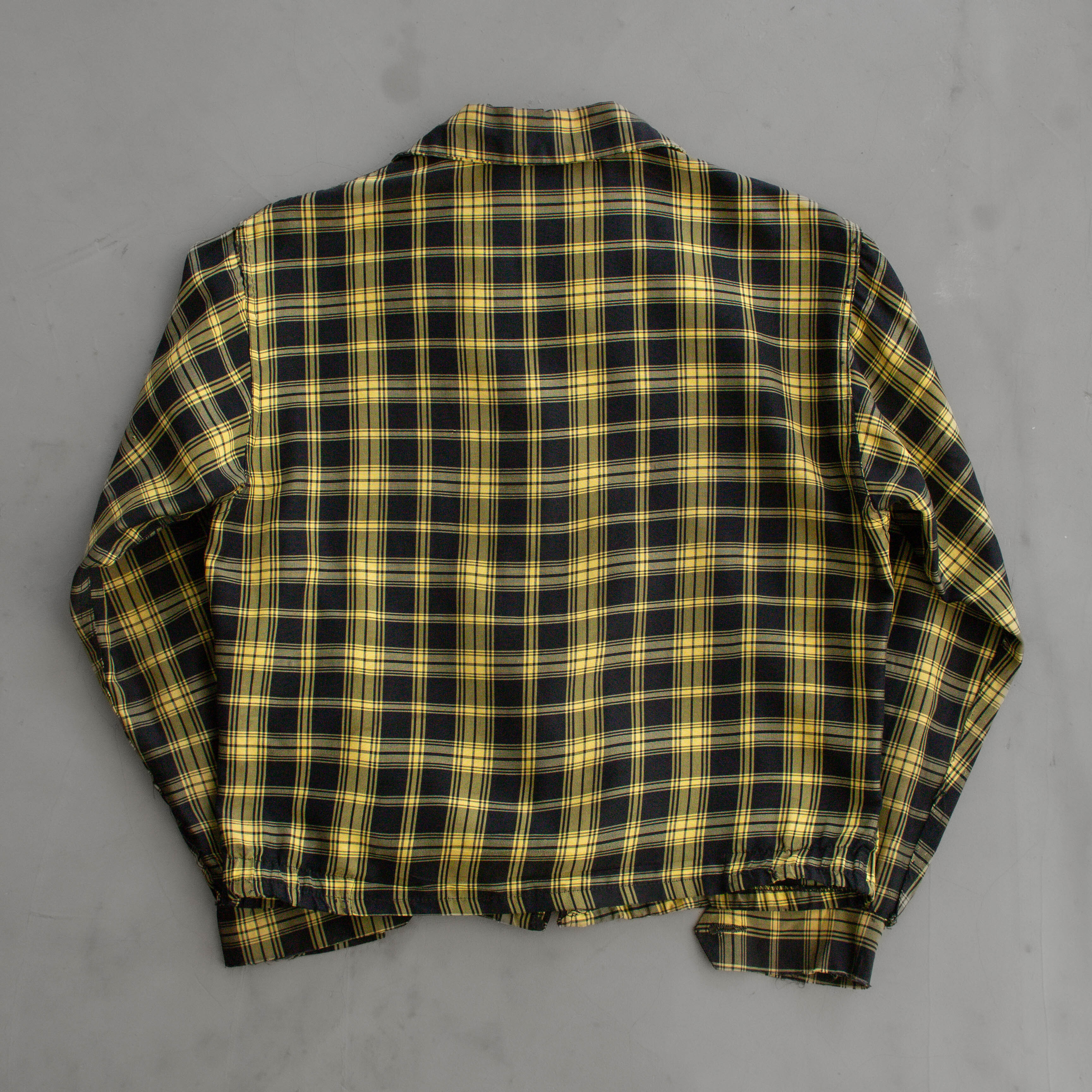 50S VINTAGE RAYON PLAID JACKET 美國 黃色 格紋 嫘縈 外套