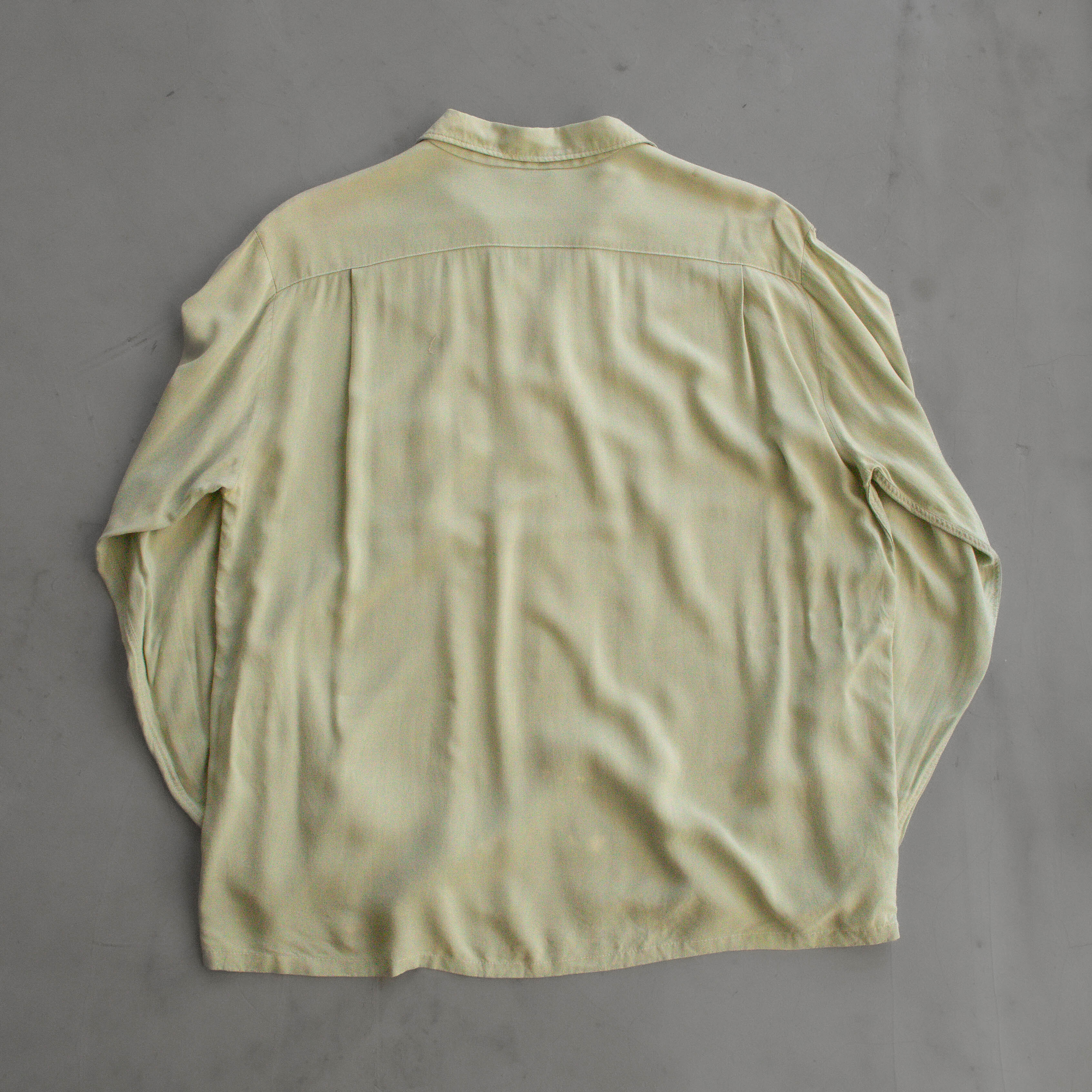 60S PILGRIM RAYON PATTERN SHIRT 美國製 淺綠 開領 嫘縈 織紋 長袖 襯衫