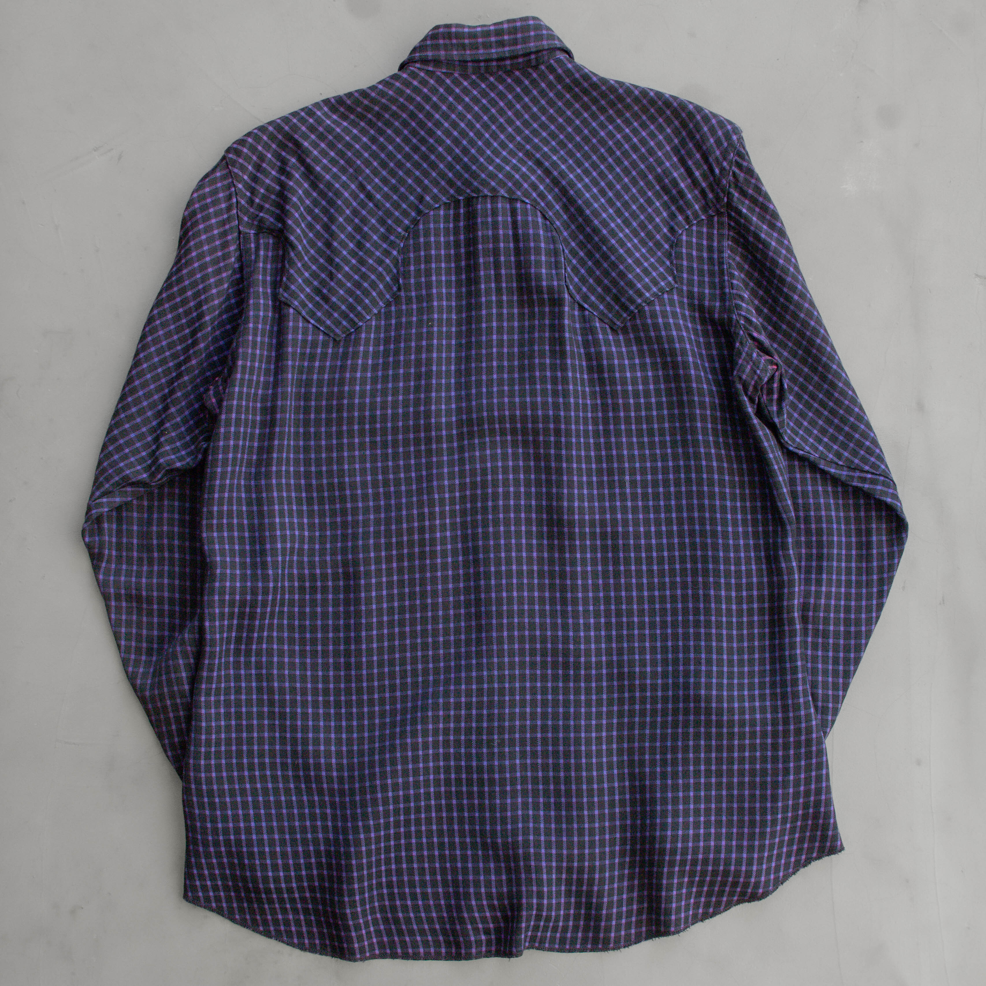 50-60S VINTAGE RAYON WESTERN SHIRT 美國 紫色 格紋 嫘縈 西部襯衫