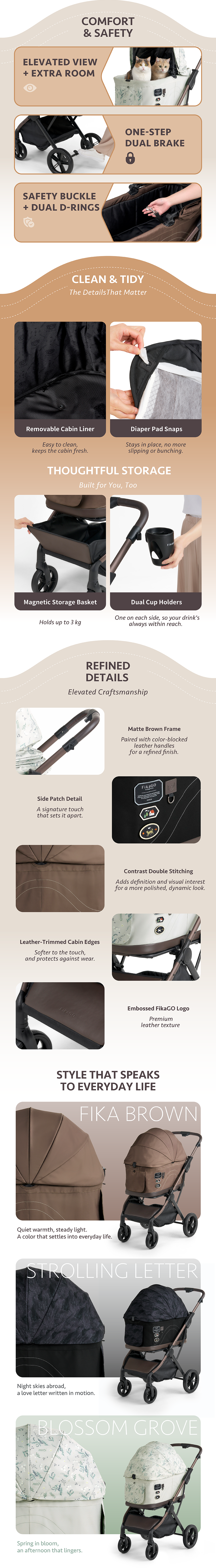 FikaGO TOGGLE | premium detachable pet stroller