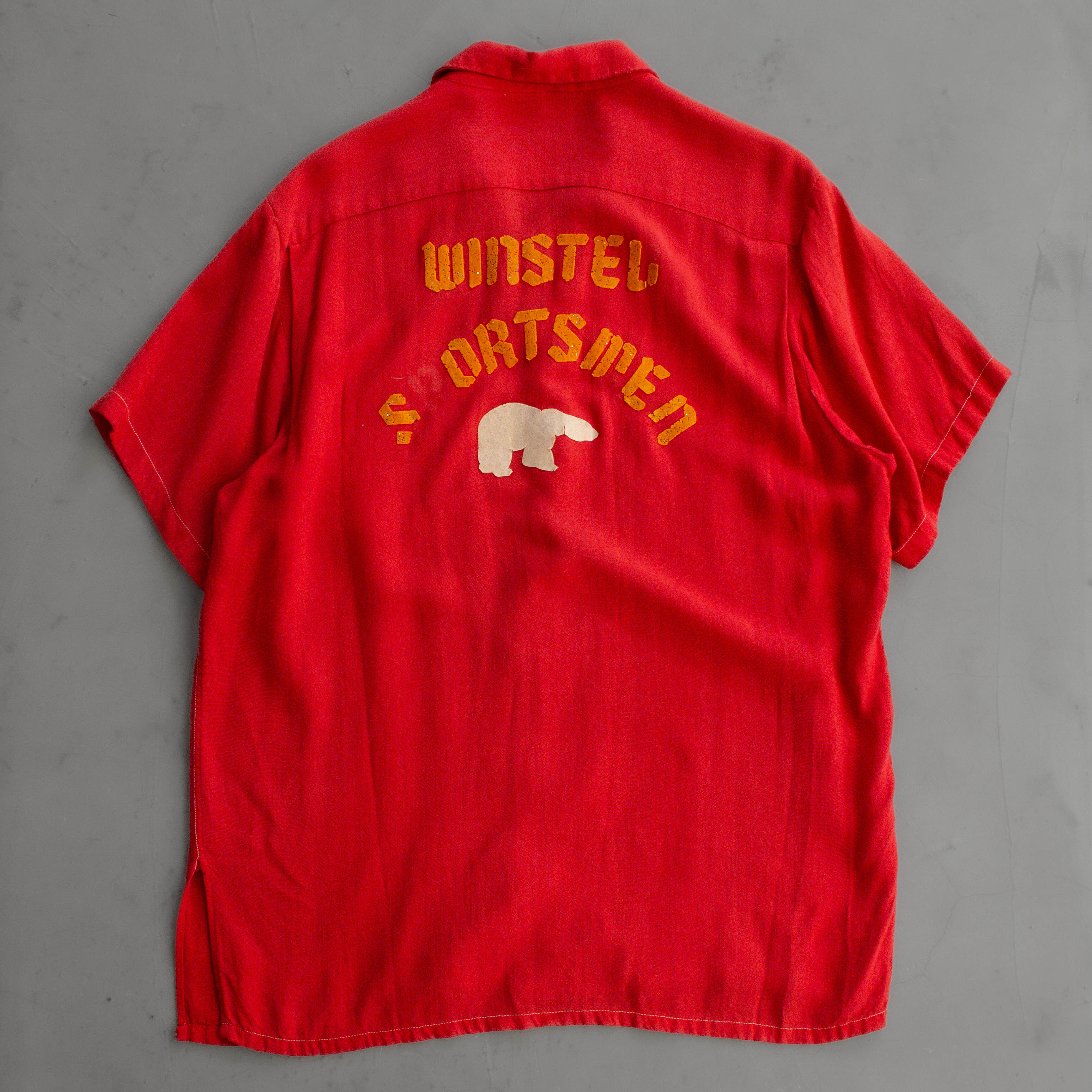 50S AIR-FLO RAYON BOWLING SHIRT 美國製 紅色 嫘縈 植絨 保齡球襯衫
