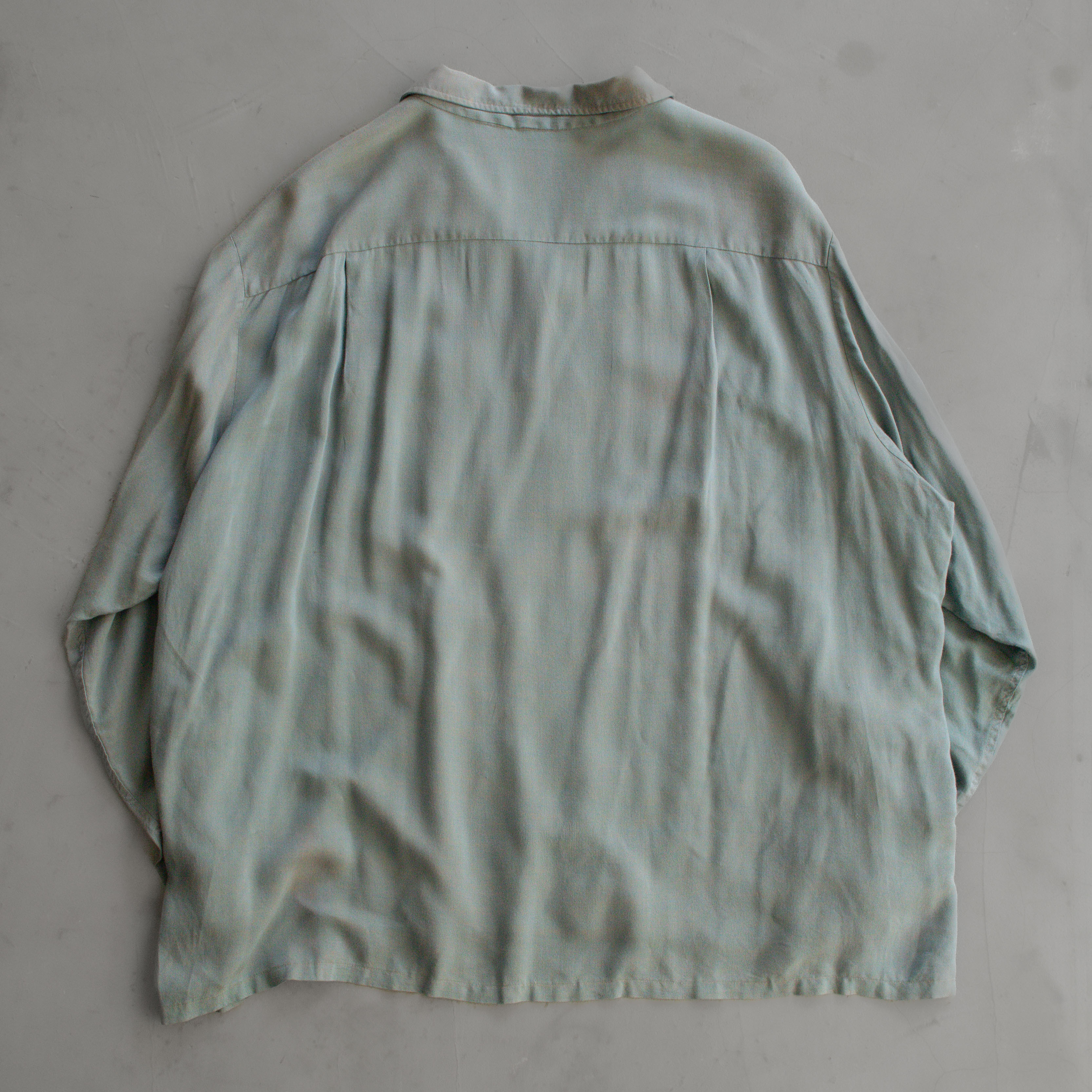 50S CAMPUS RAYON OPEN SHIRT 美國製 淺綠 開領 嫘縈 長袖 襯衫