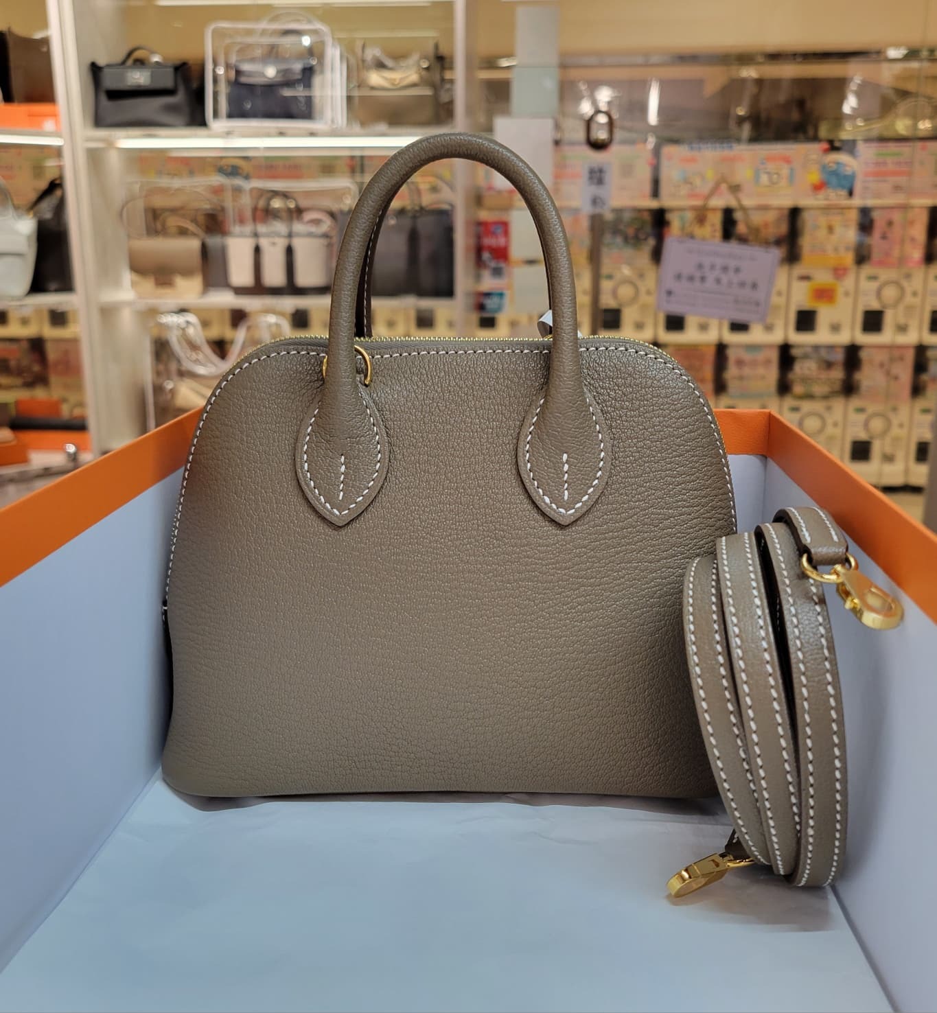 Hermes mini bolide etoupe cc MYSORE 大象灰金扣 山羊皮