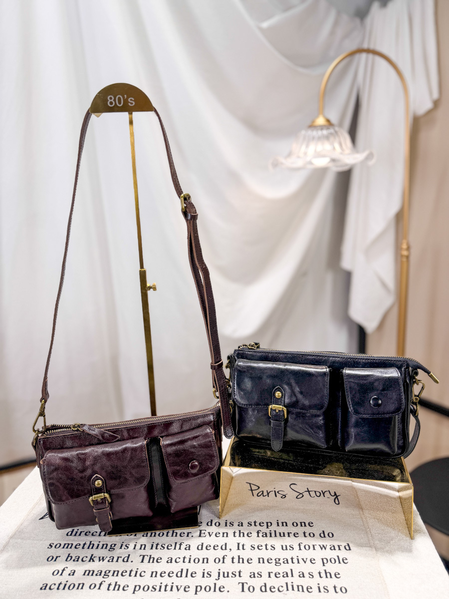 前兩袋．頭層牛皮 SHOULDER BAG（oil wax leather）【不設退換】