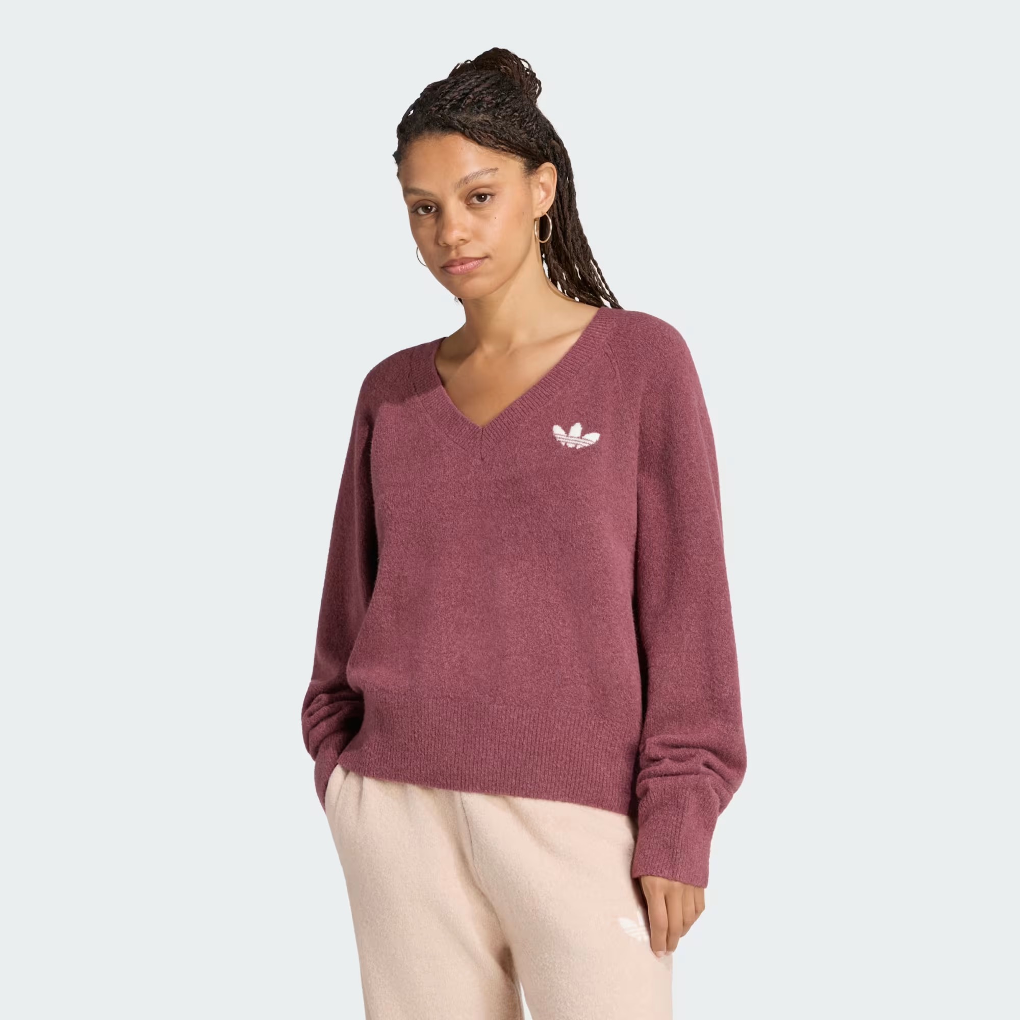 adidas ESSENTIALS KNIT V-NECK SWEATSHIRT LONG SLEEVE V領針織長袖上衣