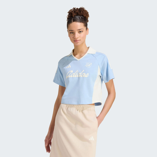 Adidas 愛迪達 Lux Tiro T KT2783 女 Polo衫 運動上衣 休閒短袖 短版 水藍