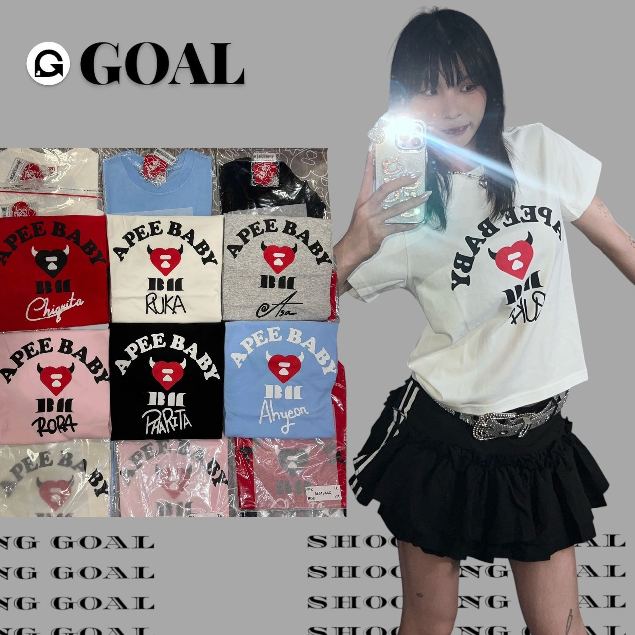 (GOAL) APEE X BABYMONSTER 聯名 手寫簽名 短Tee 0PXTEAS519A6Q 519