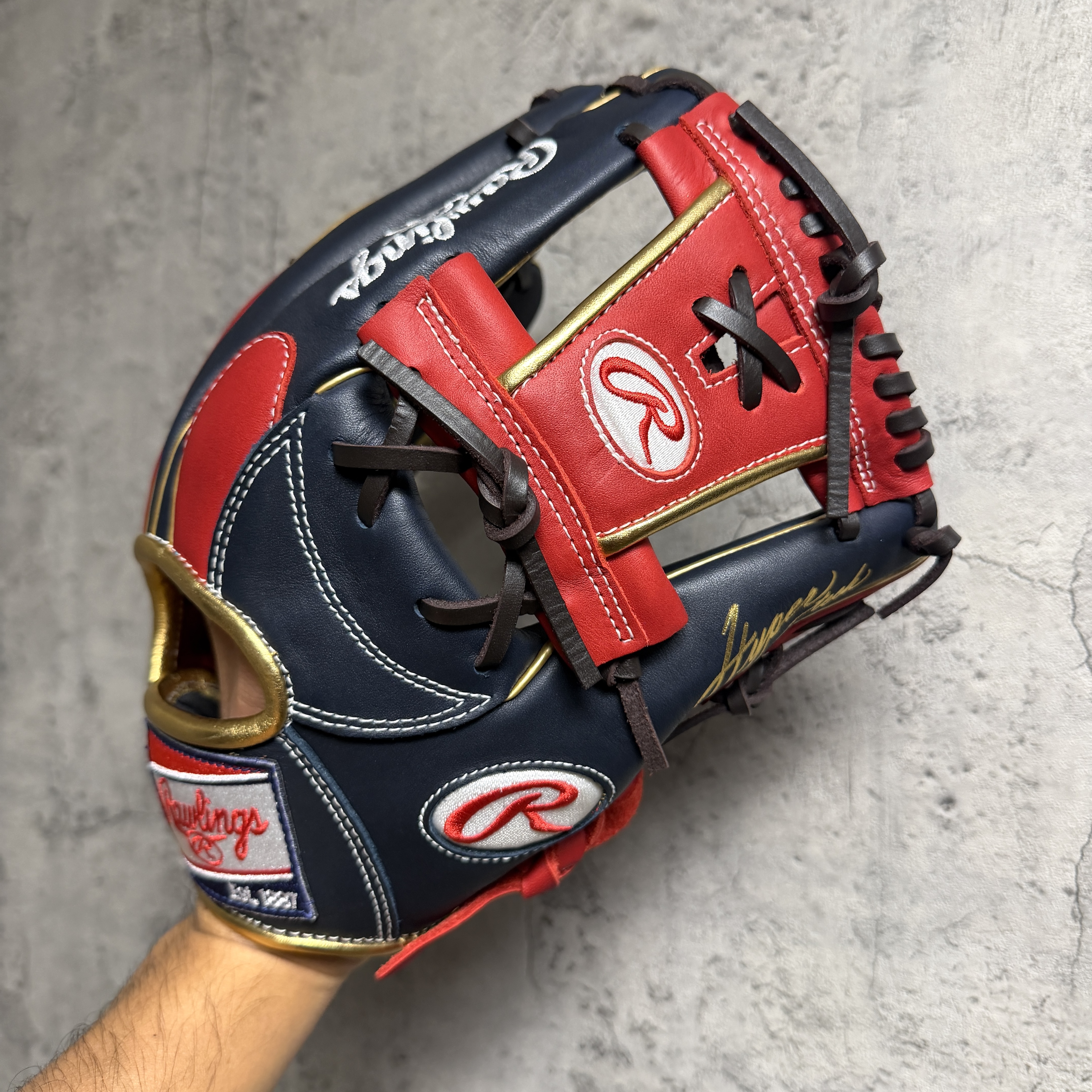 現貨! 11.25吋 Rawlings 軟式内野 帥氣深藍x紅x金 軟式 GR6HTCN62