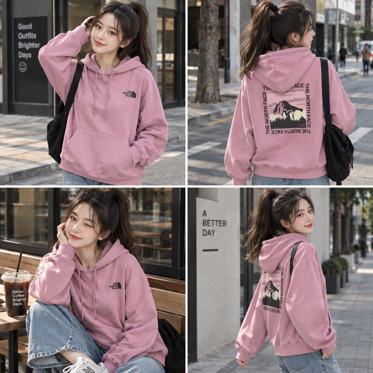 THE NORTH FACE 女大人 造型山脈BOX 刷毛 帽TEE (3色)