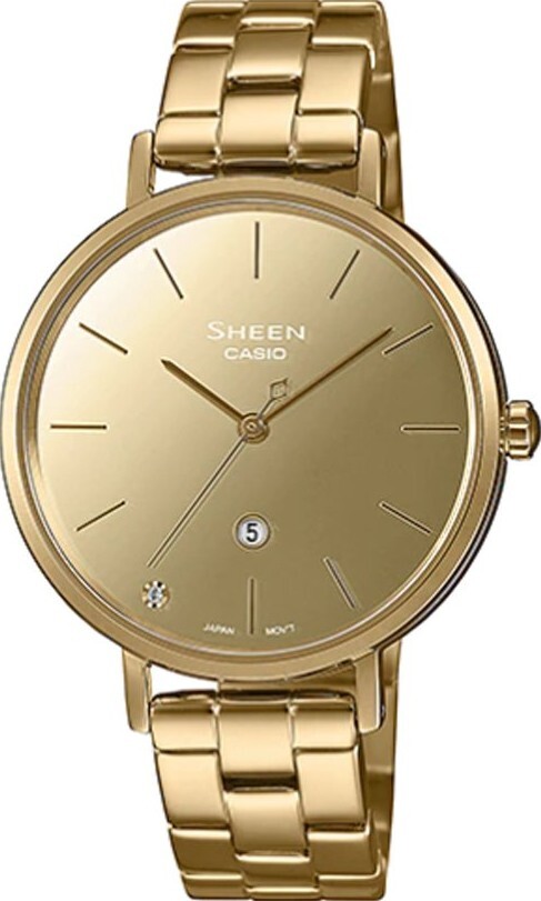 萬年鐘錶 - CASIO 卡西歐 Sheen 系列 簡約時尚鏡面女錶 SHE-4544G-9 錶徑34MM