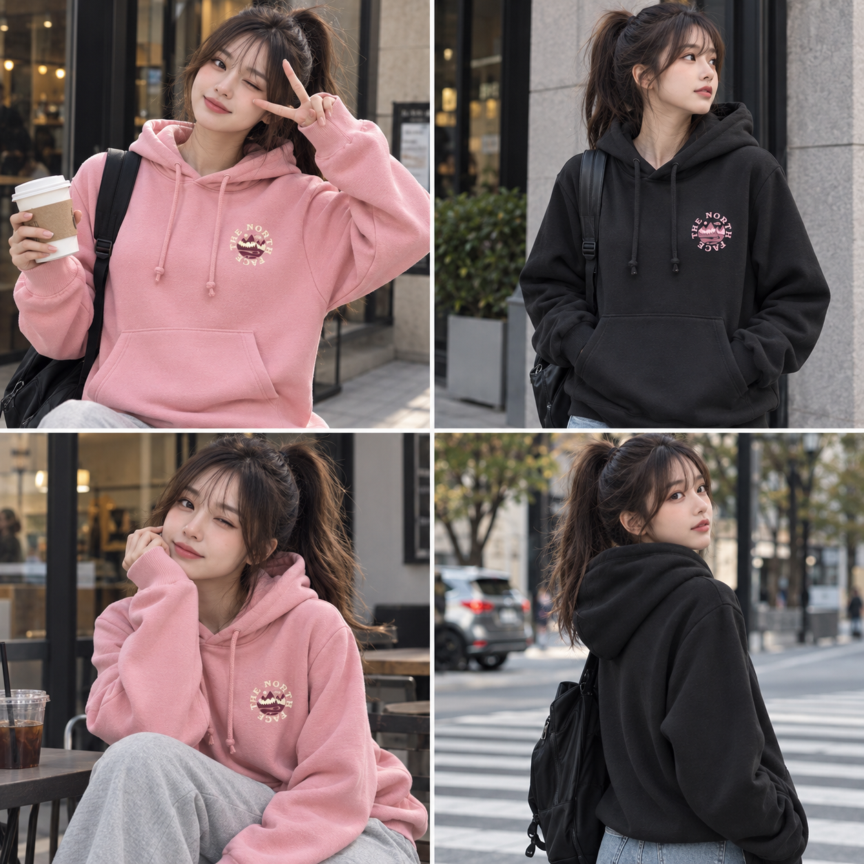 THE NORTH FACE 女大人 造型小山脈 刷毛 帽TEE (3色)
