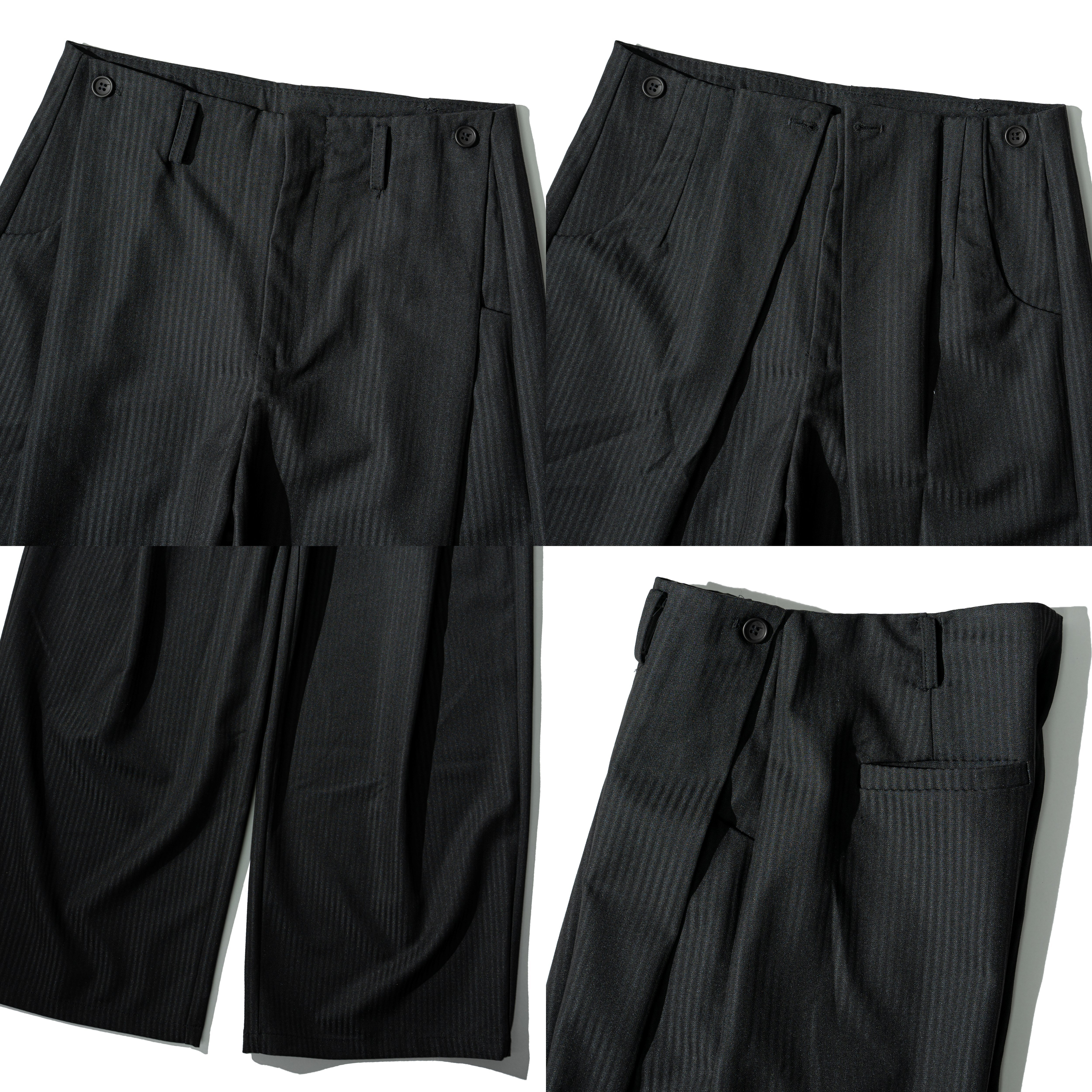 Pinstripes Pleated Wide Leg Pants 細紋條坑 褶線 寬版西裝褲 [O-A150]