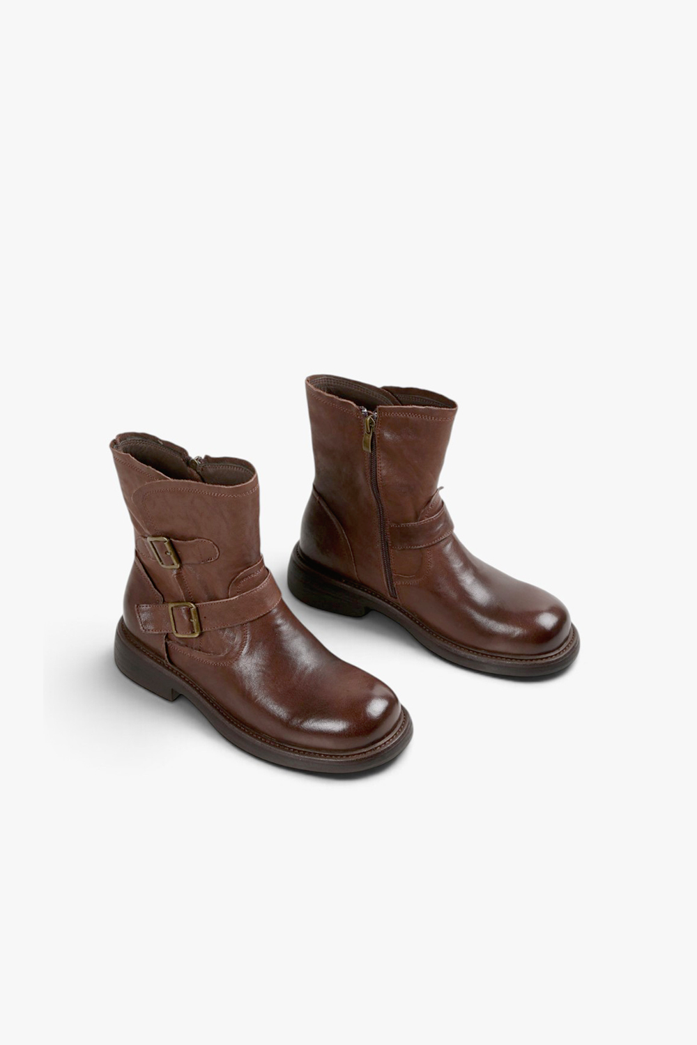 The 2 Buckles 雙釦皮革工裝短靴