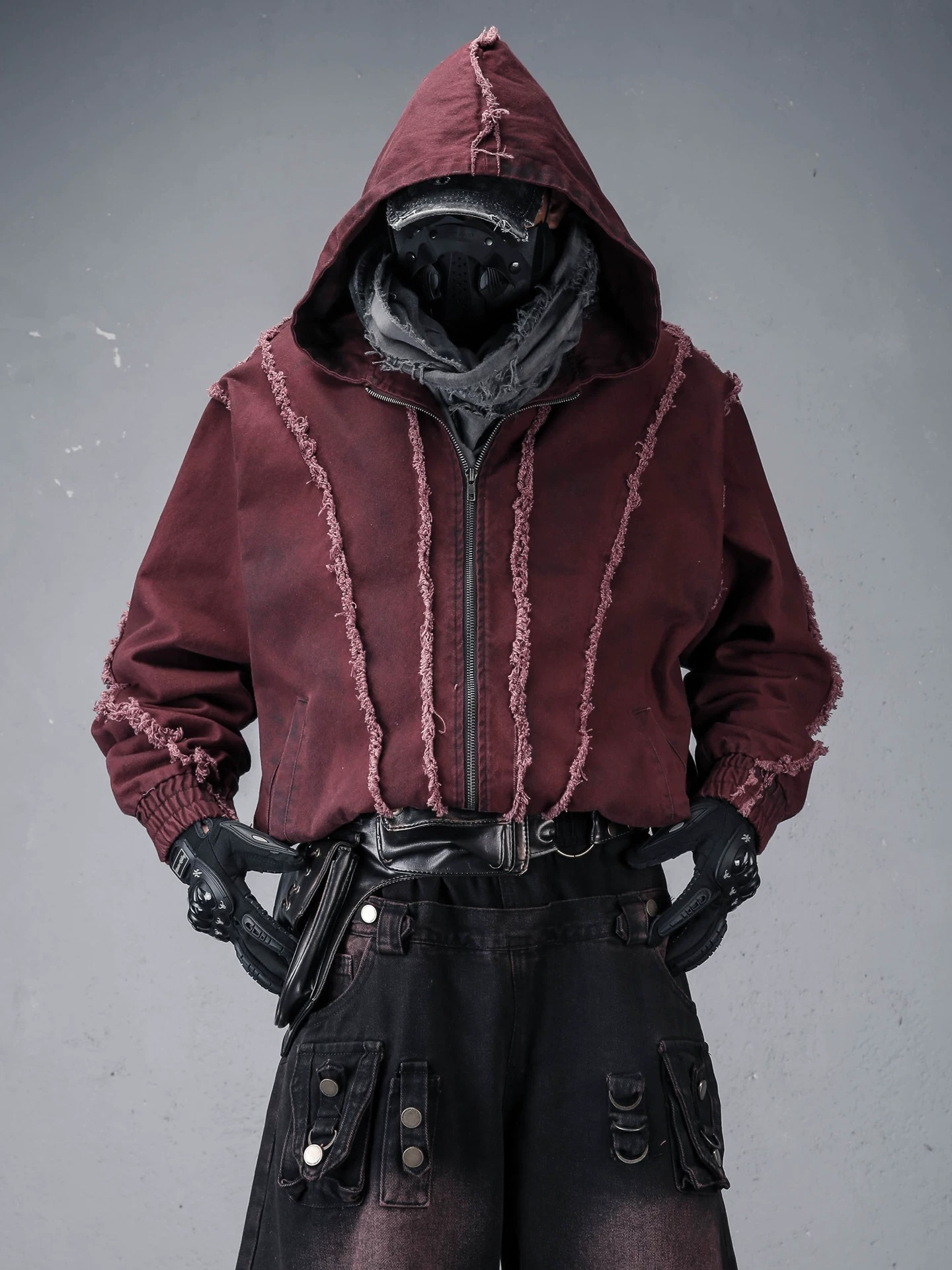 𝙏𝙀𝘾𝙃𝙒𝙀𝘼𝙍 紅武士重工髒洗拼接外套