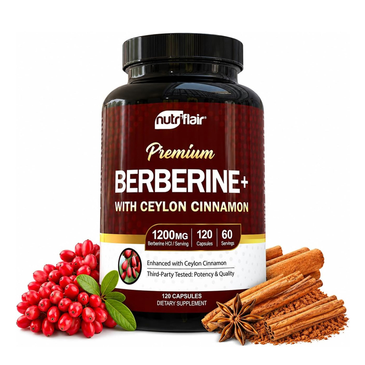 美國NutriFlair黃連素1200毫克+有機錫蘭肉桂, 120粒膠囊