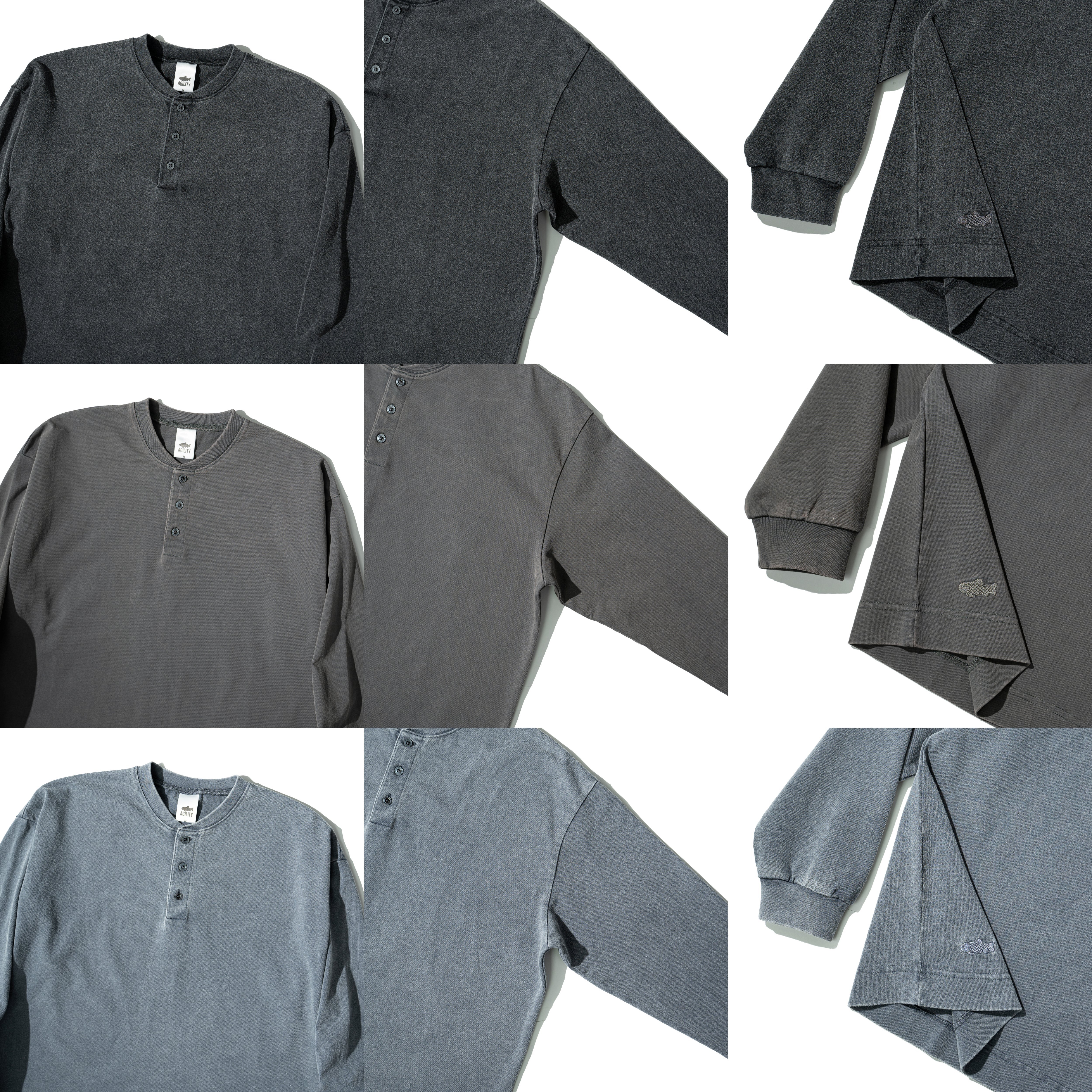AGILITY Washed Henley LS Tee 水洗亨利領 長袖Tee [B-WH1]