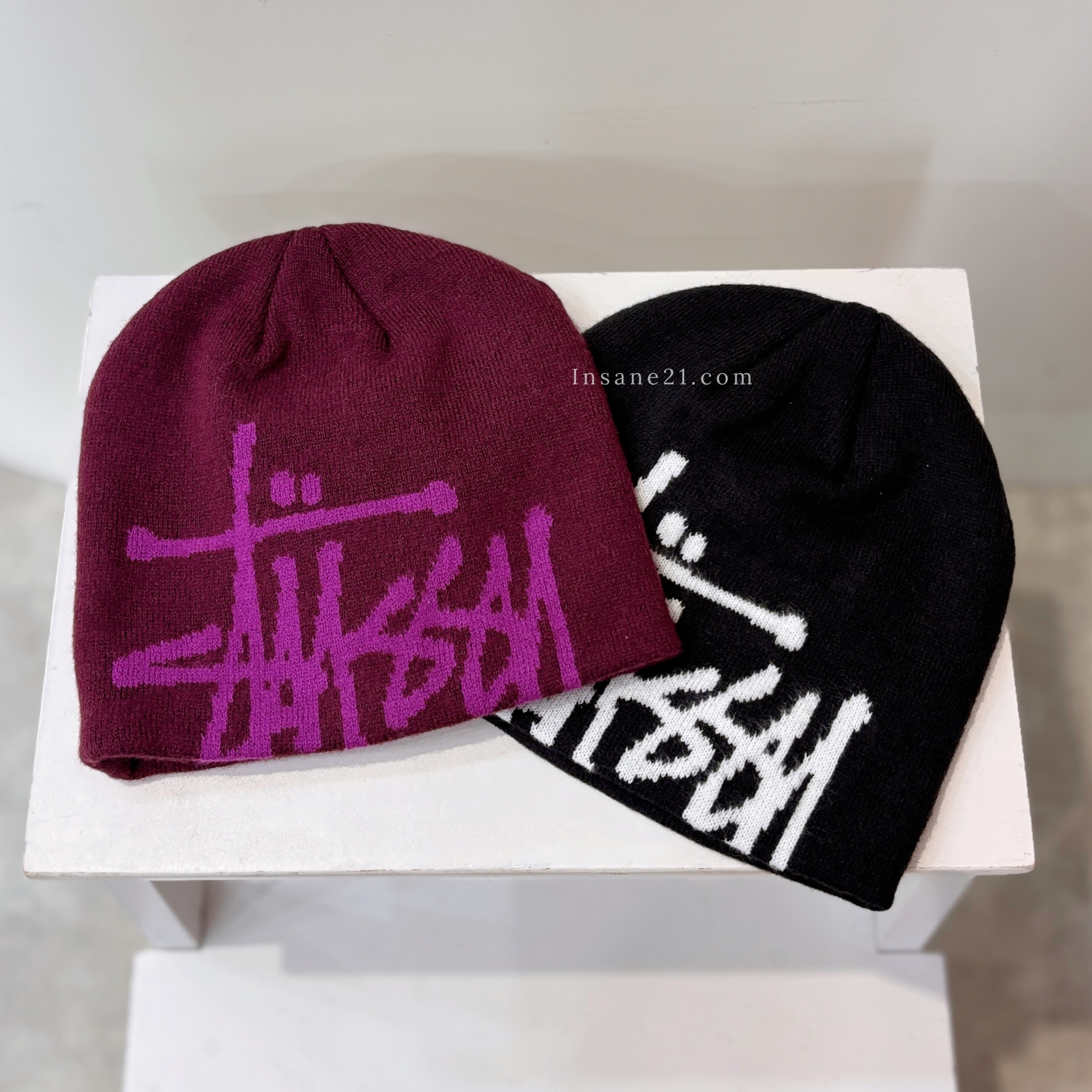 STUSSY BRUSHED OUT BASIC SKULLCAP 大LOGO 毛帽 冷帽
