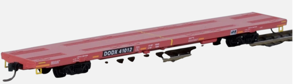 Micro-Trains 983-02-214 N scale DODX Red Flat Car M1 Abrams Tanks 3-Car Set