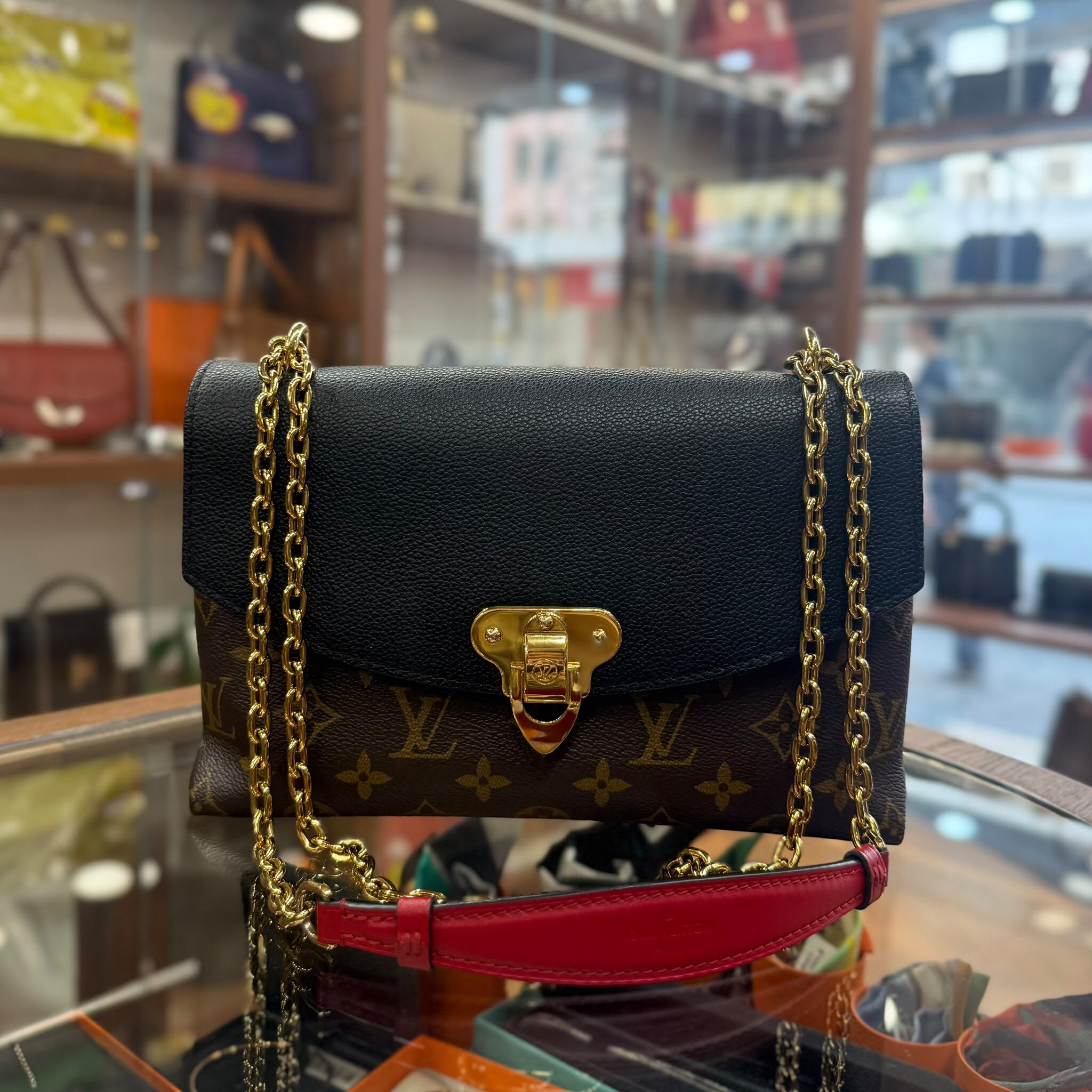90%NEW USED LV SAINT PLACIDE MONOGRAM 黑色/啡色/紅色金扣 CA0241 #LV傳奇包 #信封包