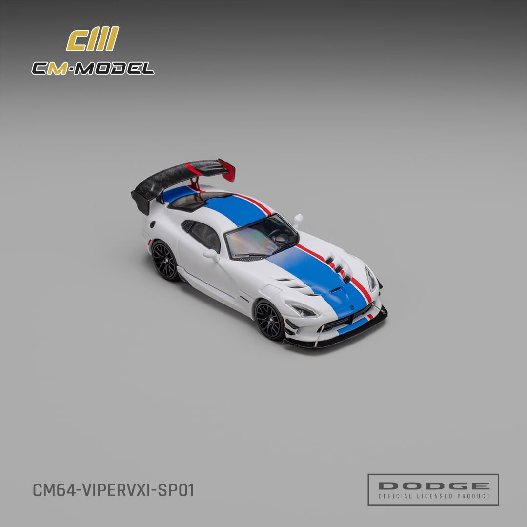 預訂 :1/64 CM Model Dodge Viper VX I ACR White with Blue & Red Stripes (CM64-VIPERVXI-SP01)