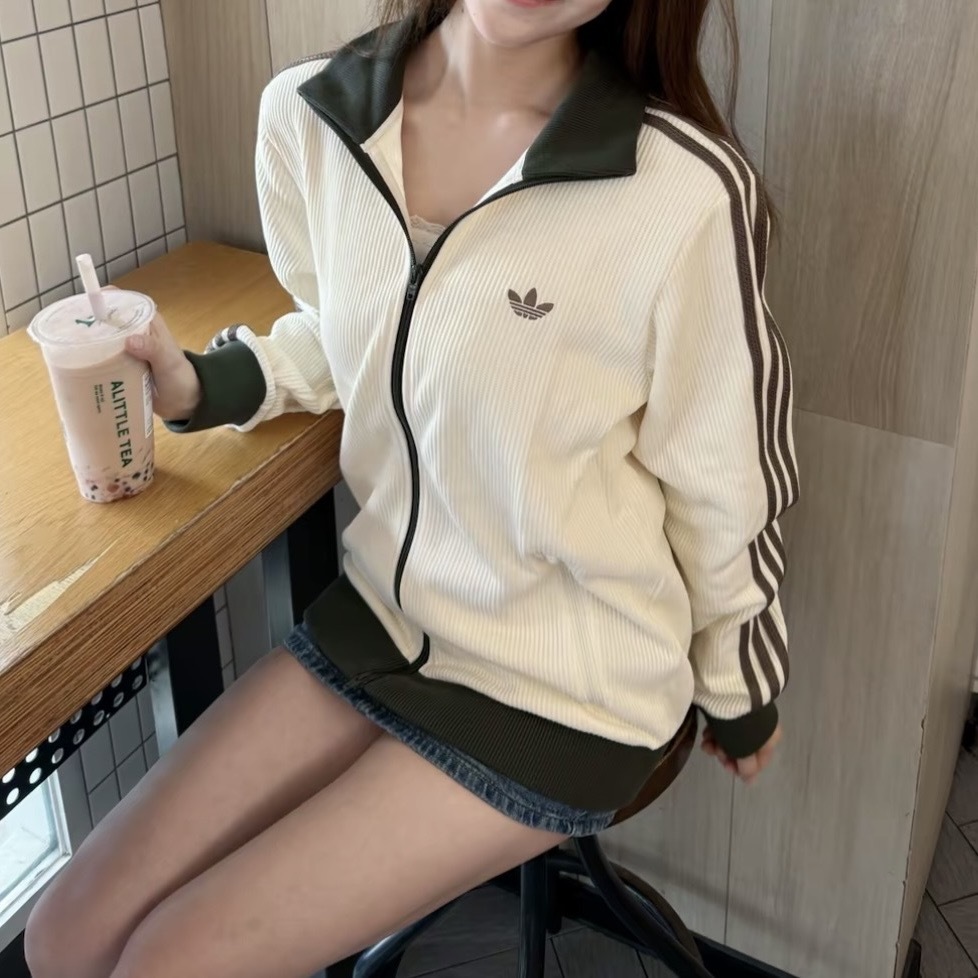 ADIDAS ORIGINALS 酪梨綠 棕線 華夫格 外套 愛迪達 男女 LD6433