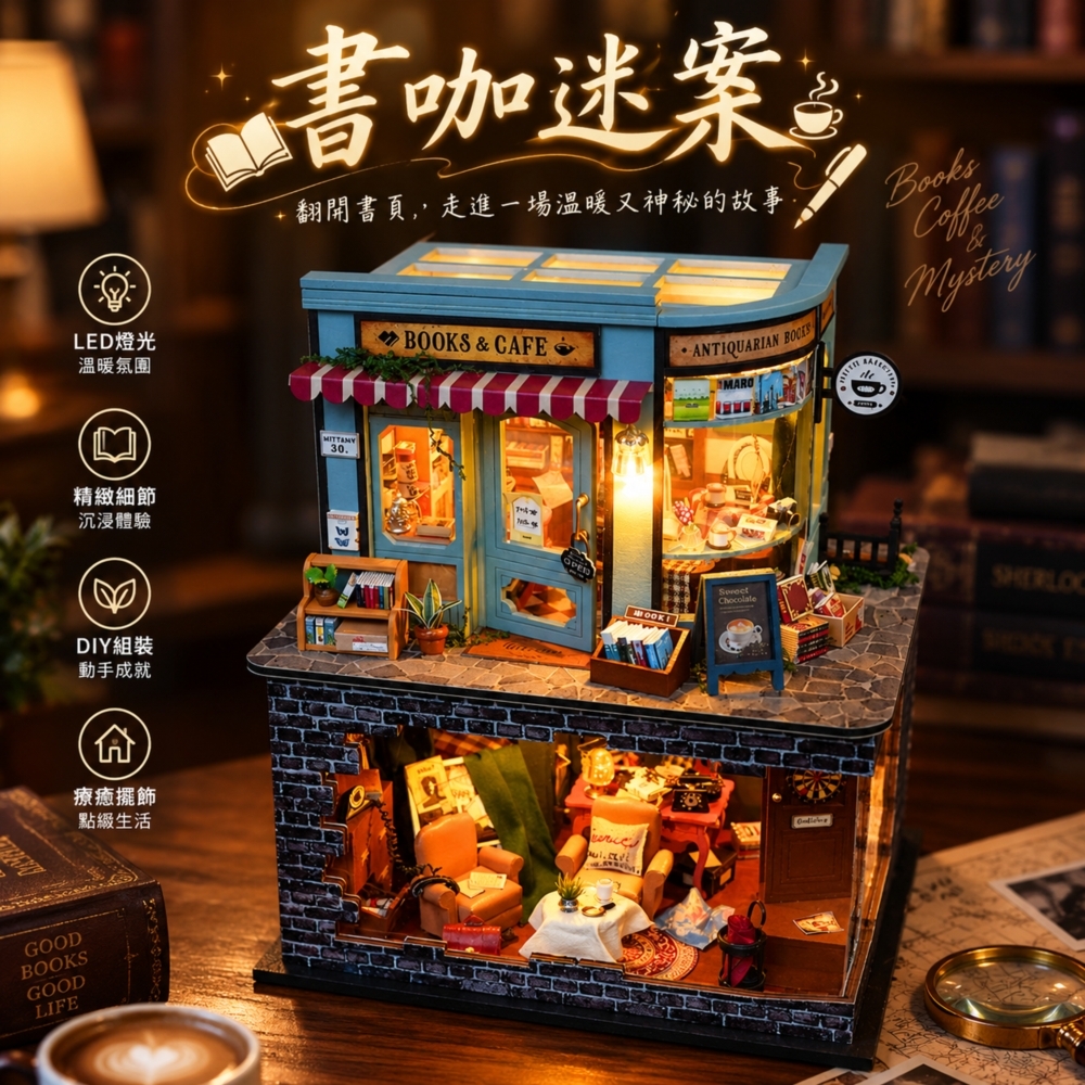 DIY袖珍小屋_天予 【TD50】書咖迷案