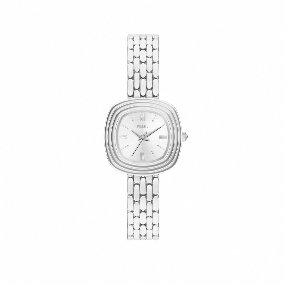 Emerson 法式復古水波紋枕形女錶 銀色不鏽鋼錶帶 30 MM ES5508