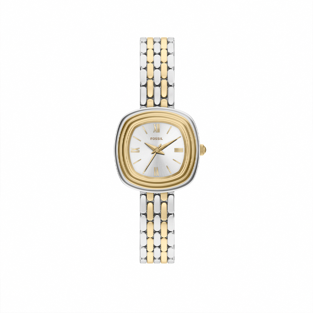 Emerson 法式復古水波紋枕形女錶 銀色/金色不鏽鋼錶帶 30 MM ES5509
