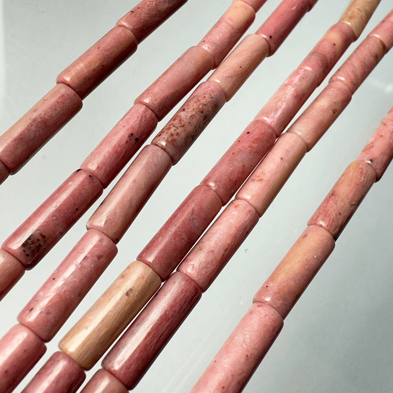 紅紋石管珠 約4*13mm  條珠｜人緣愛情・心輪