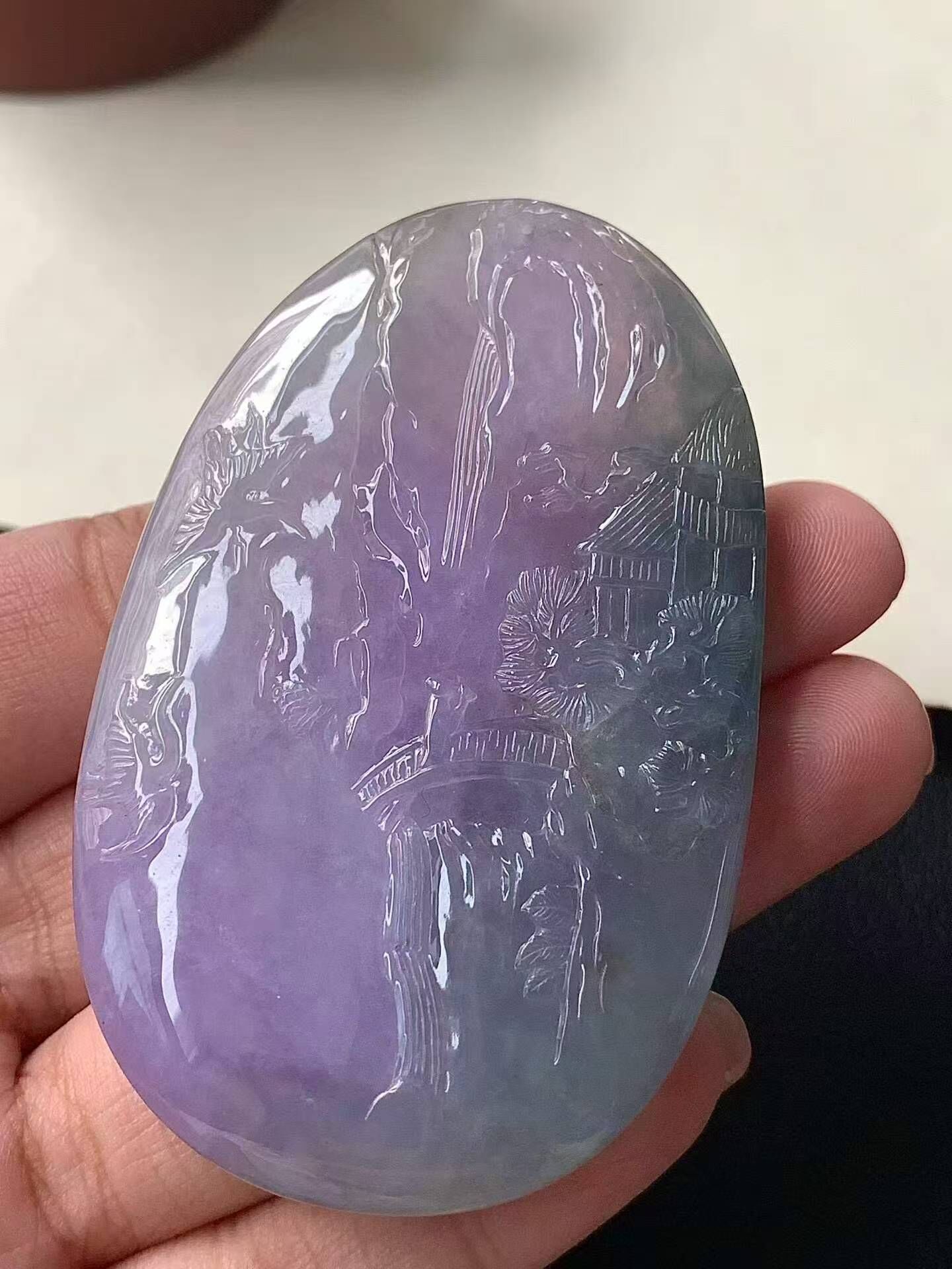 830345 翡翠紫羅蘭山水牌