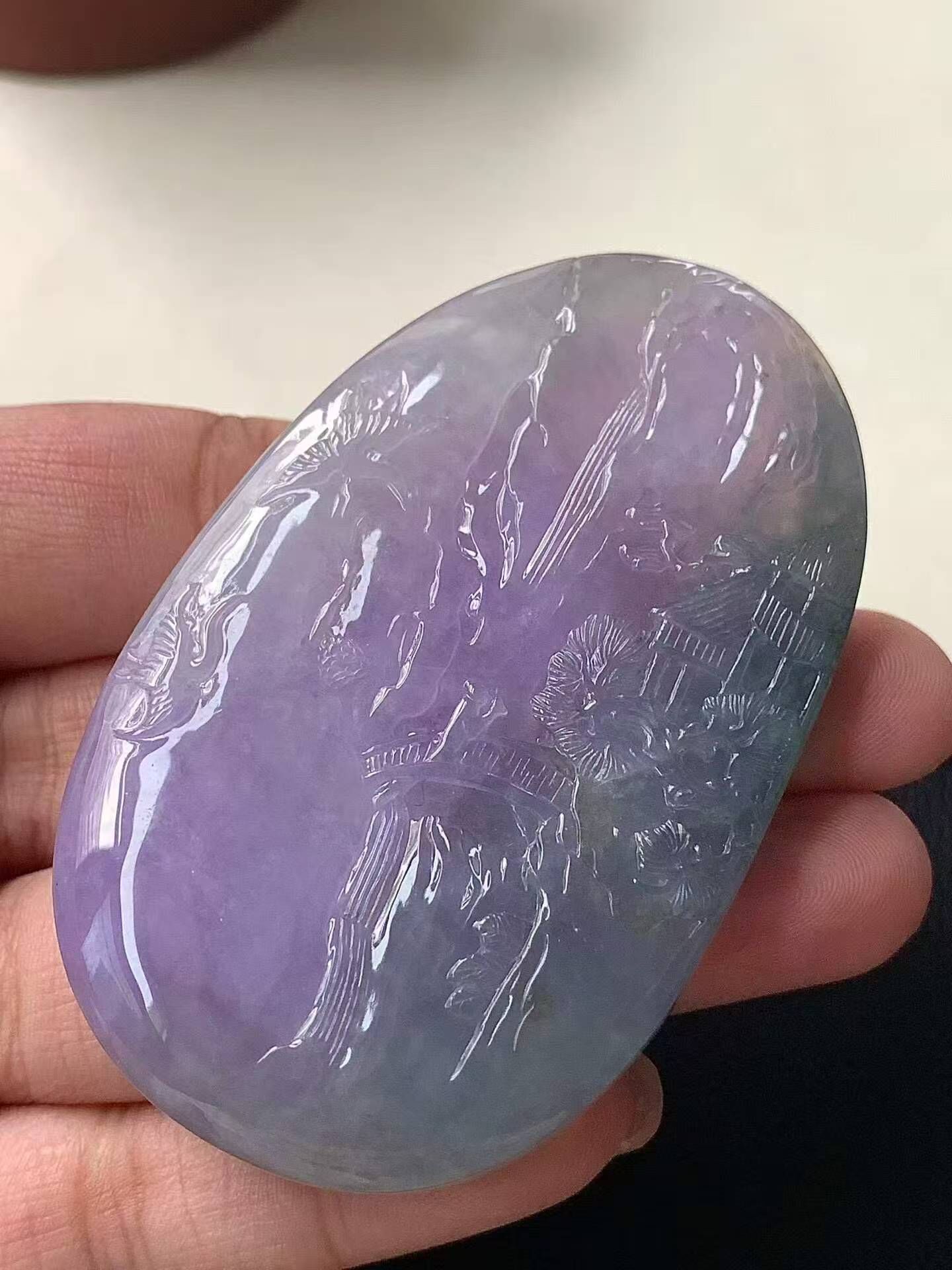 830345 翡翠紫羅蘭山水牌