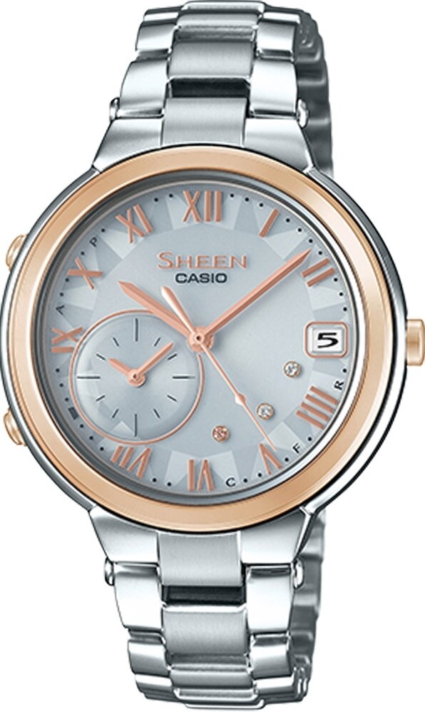 萬年鐘錶 - CASIO  Sheen 系列  都會女性太陽能藍芽萬年曆女錶 SHB-200ASG-7 錶徑34.9MM