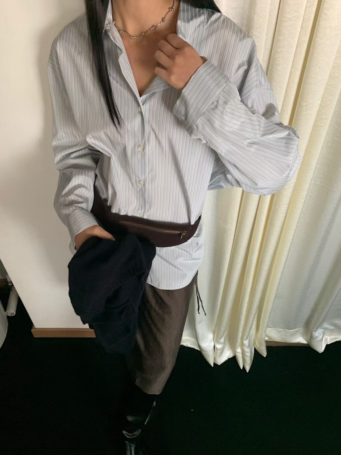 質感銀波紋骨節造型鎖骨鍊項鍊