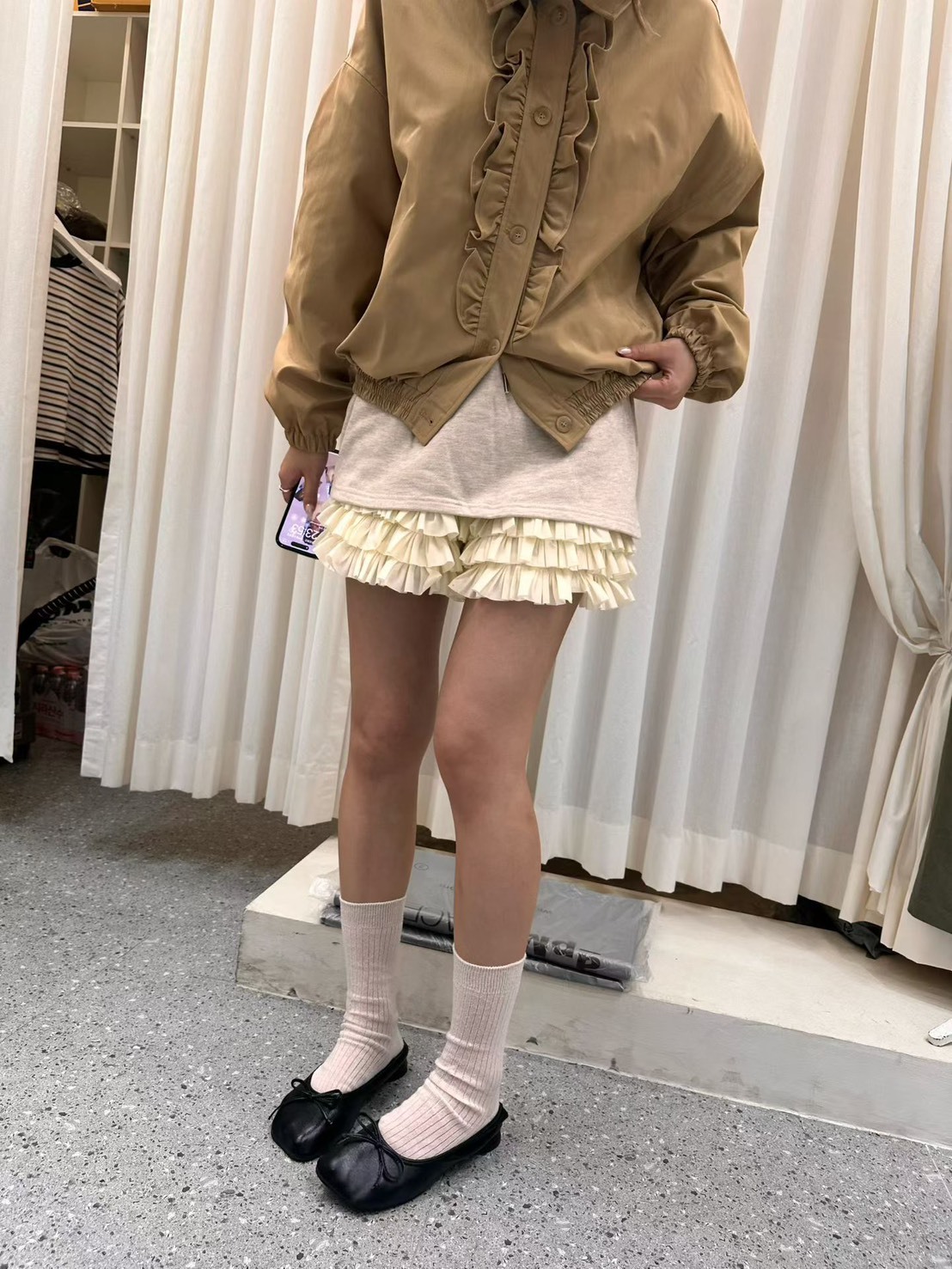 杏蛋糕層短褲