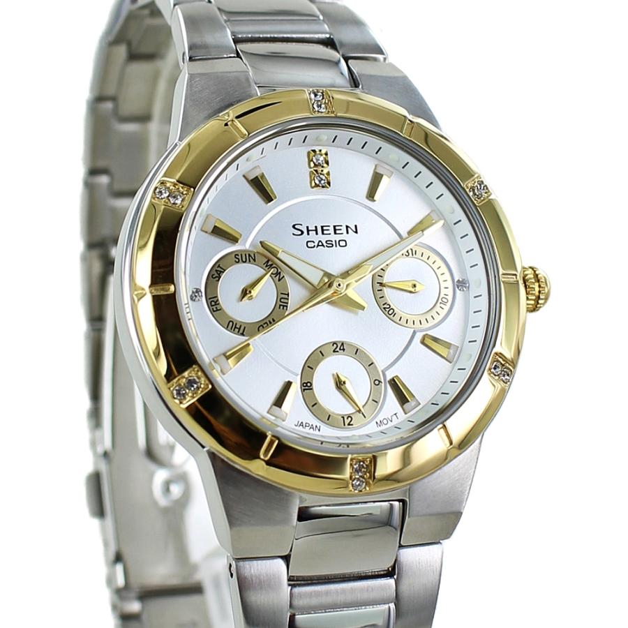 萬年鐘錶 - CASIO 卡西歐 Sheen系列 大方典雅風範金色三眼不鏽鋼女錶 SHE-3800SG-7 錶徑34MM