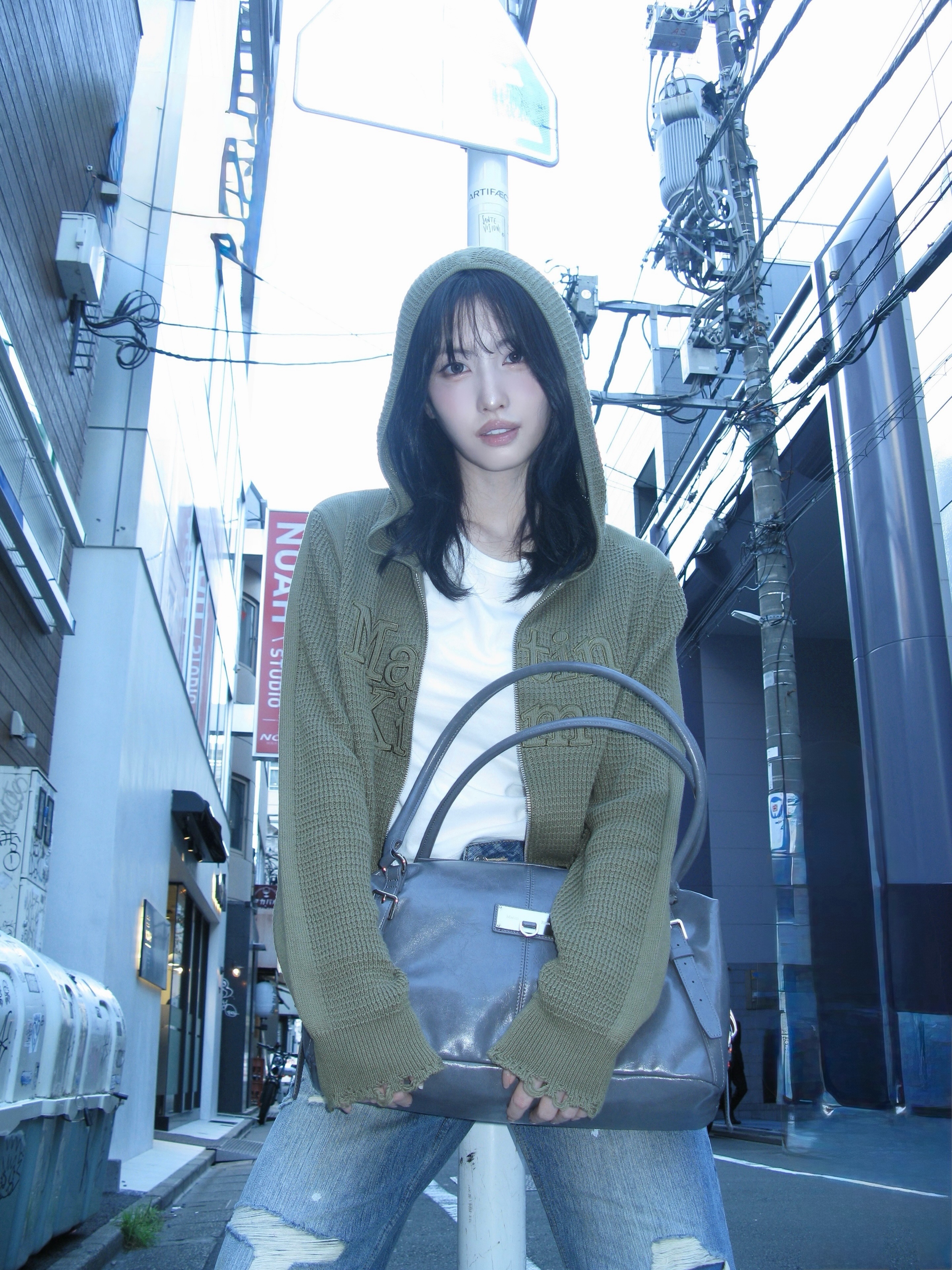 預購｜MATIN KIM 華夫格連帽外套 MOMO代言款 WAFFLE TEXTURE HOODY KNIT ZIP UP