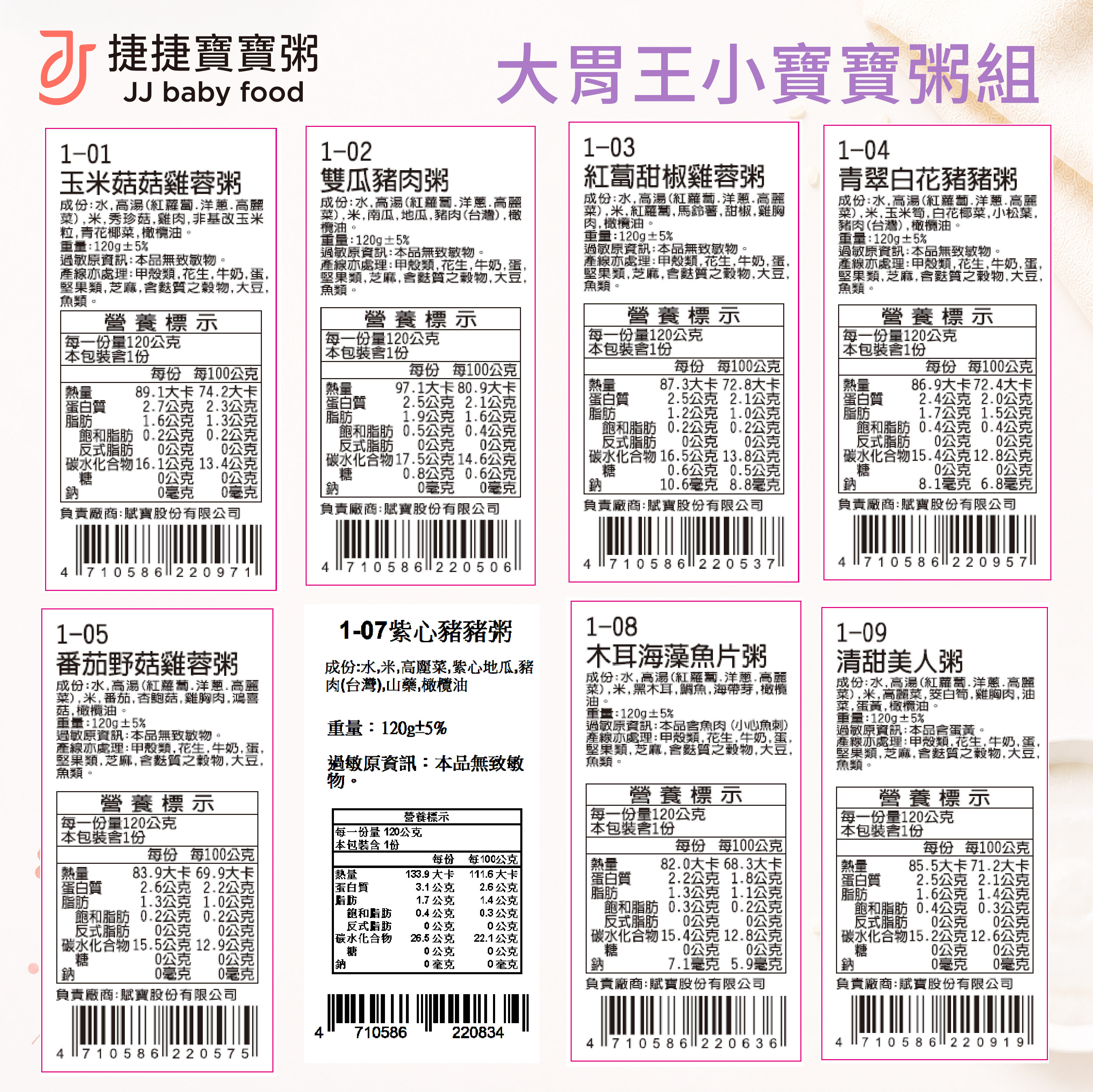 副食品-G-1-05A 大胃王小寶寶粥組合(不含牛)