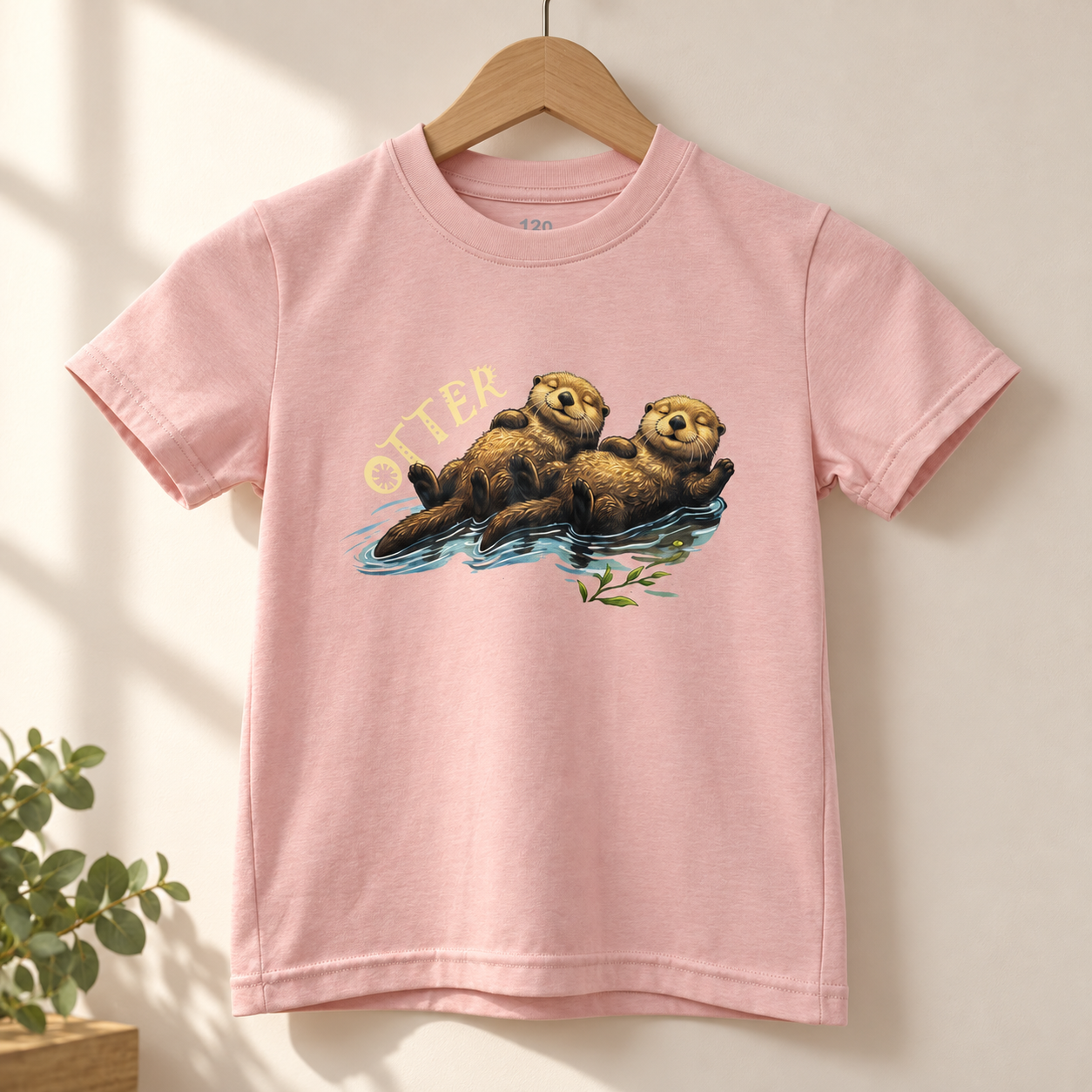動物王國展 兒童款T恤《海獺》粉