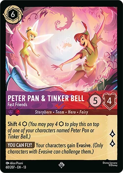 Attack of the Vine! - 60/207 Peter Pan & Tinker Bell - Fast Friends (Foil) SR