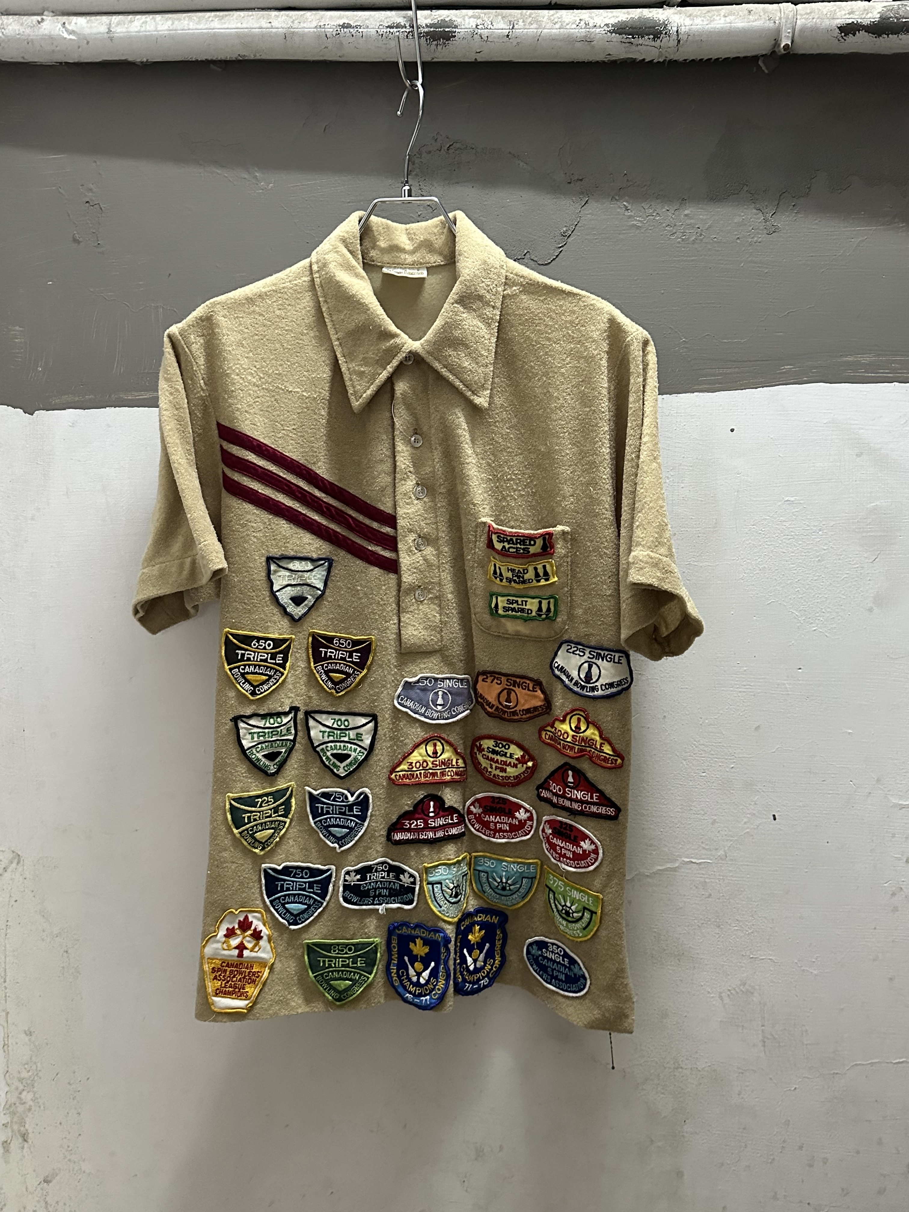 70’s King Louie Terry Cloth Bowling Shirt (W/chain stitch) (W/patch)