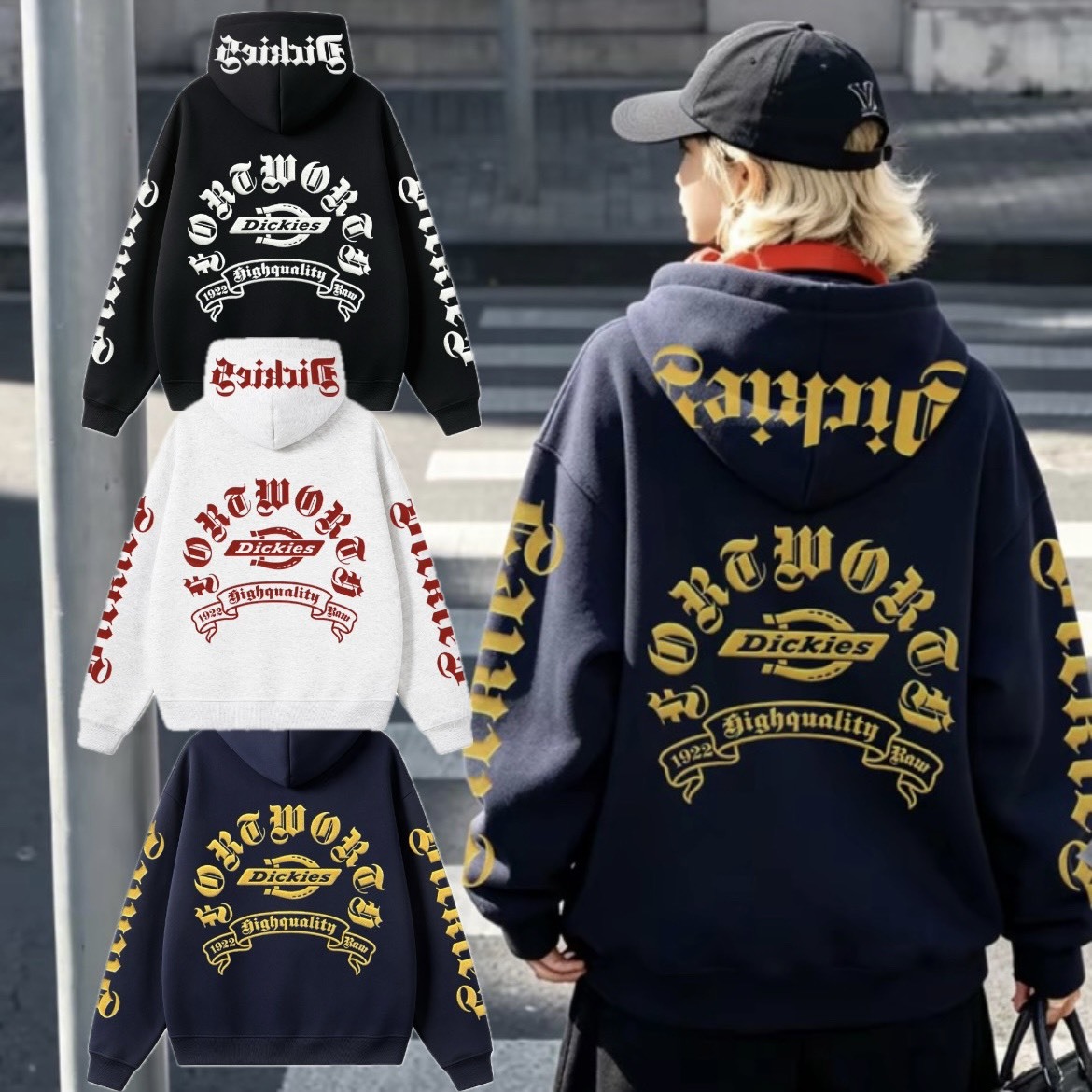 『預購商品』Dickies 美式重磅帽T 哥德字母植絨落肩寬版 DKU263MKJRMG-WP4